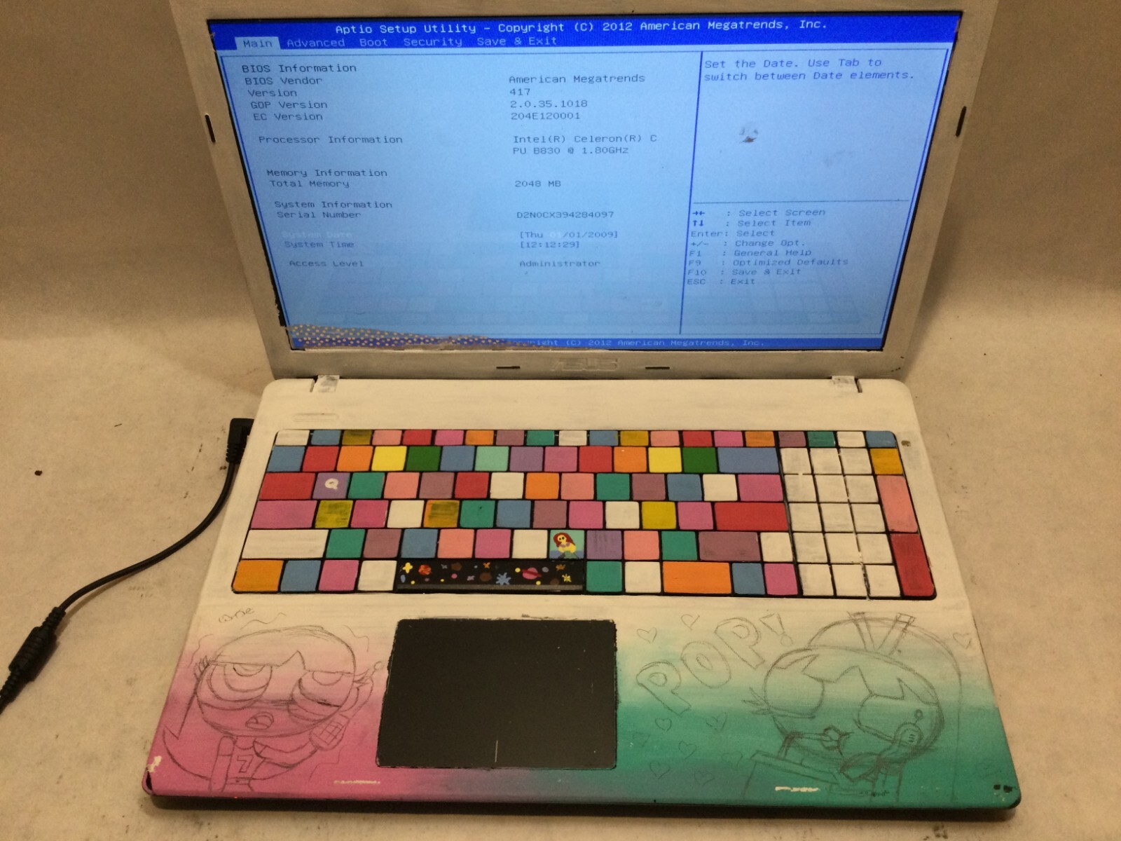 ASUS X55A 15.6″ / Intel Celeron B380 @ 1.80GHz / (PAINTED/MISSING PARTS!) MR