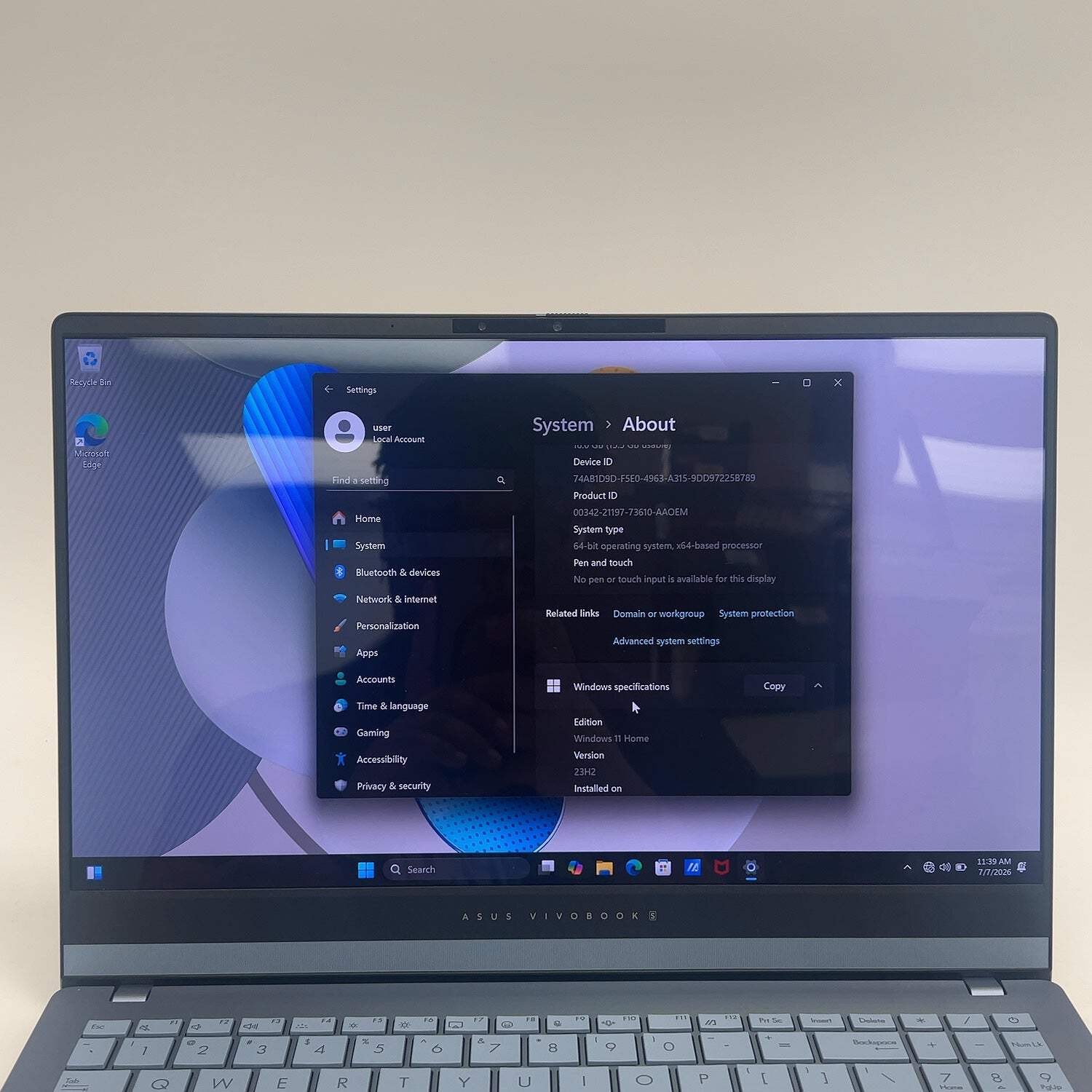 Asus Vivobook S15 S5506M 15.6″ Core Ultra 7 155H 3.8GHz 16GB RAM 1TB SSD
