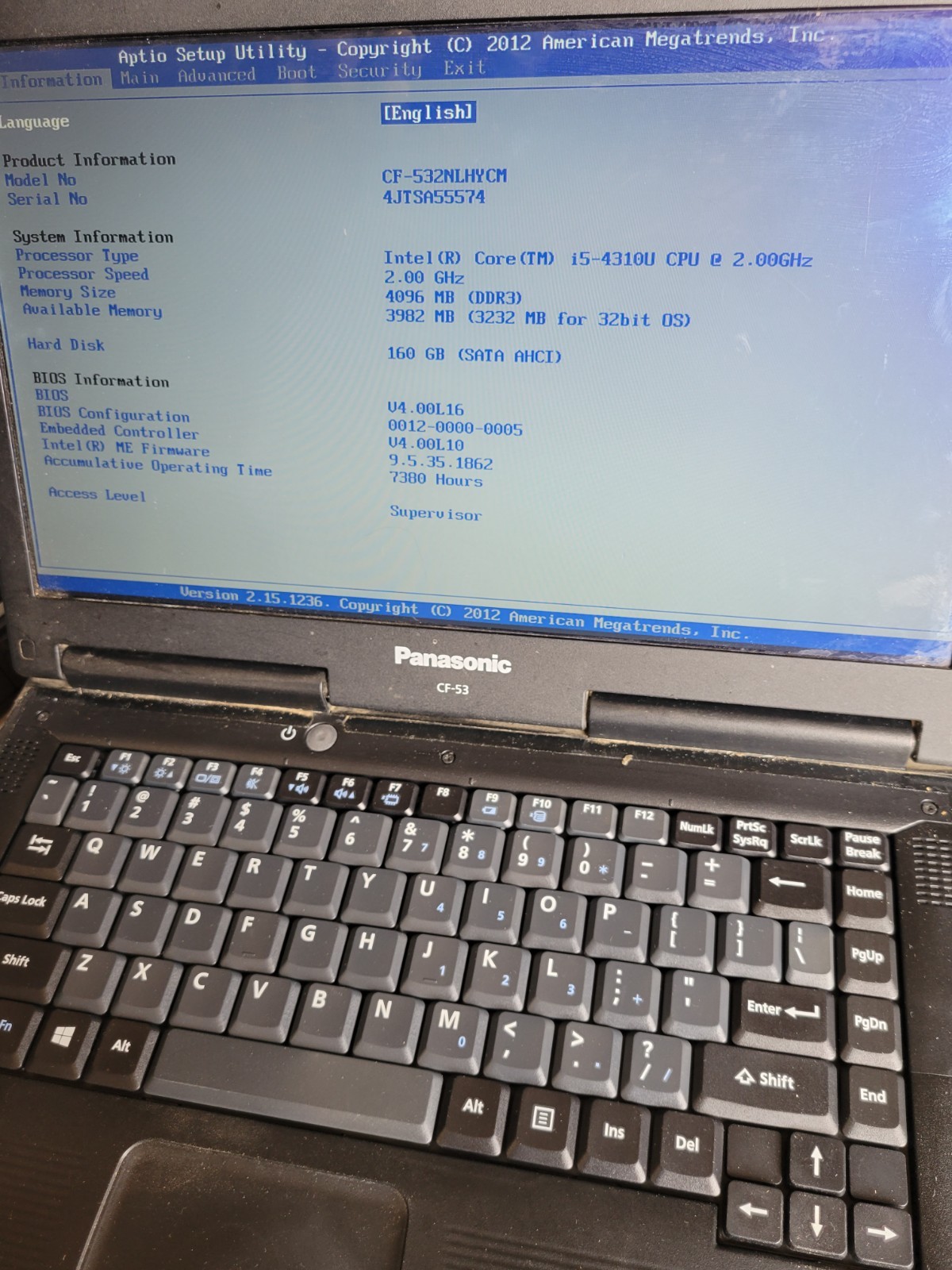 Lot of 3 Panasonic Toughbook CF-53 i5-4310U Laptops 4-8Gb Ram 160-750gb Hdd