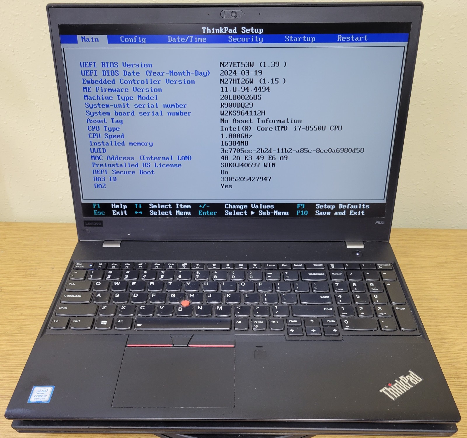 (Lot of 2) Lenovo ThinkPad P52s i7-8550U 1.80GHz 16GB DDR4 No OS/SSD/HDD