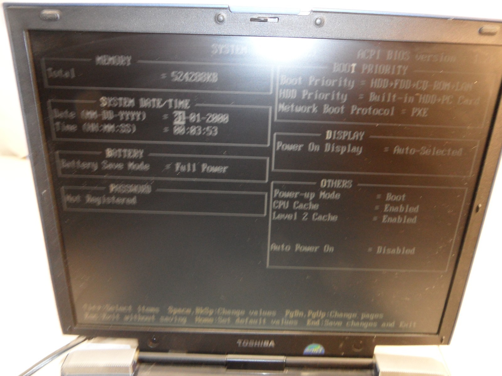 Toshiba Satellite A10 A10-S127 Parts Laptop No Hard Drive Posted To Bios