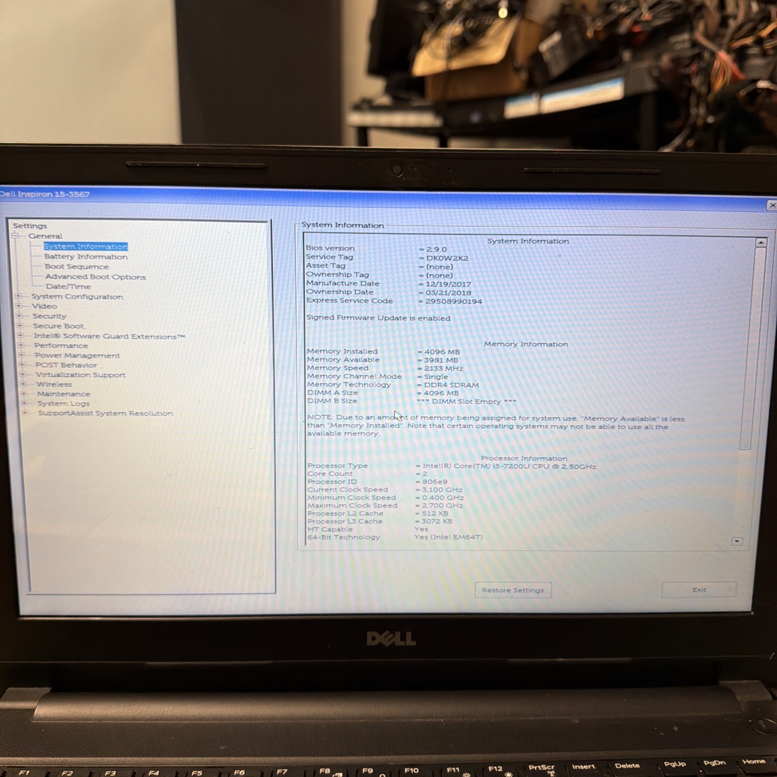 Lot of 2 DELL INSPIRON 15-3567 Laptop INTEL i5-7200U 4GB RAM NO SSD