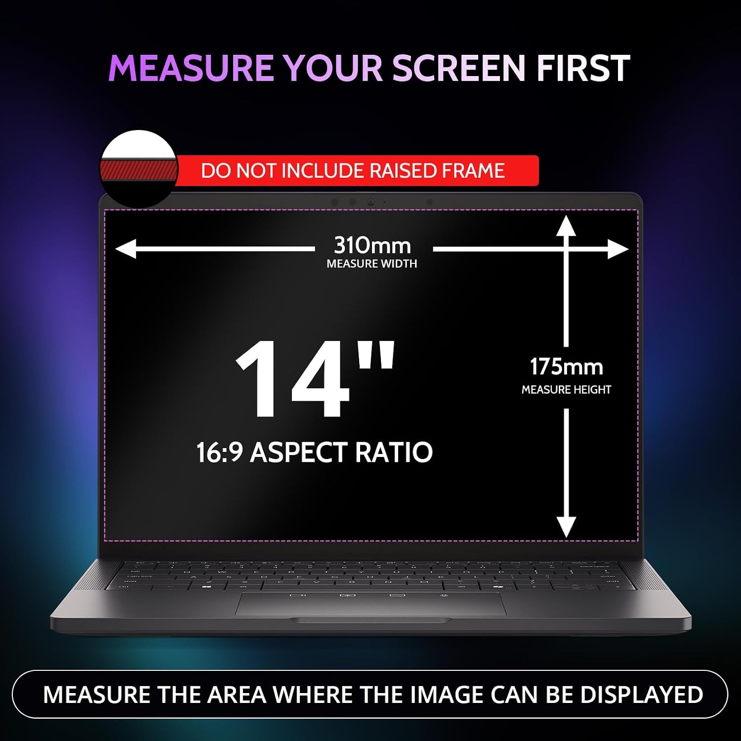 360° 4 Way Laptop Privacy Screen for 14 Inch Computer Monitor, Anti Glare Filter