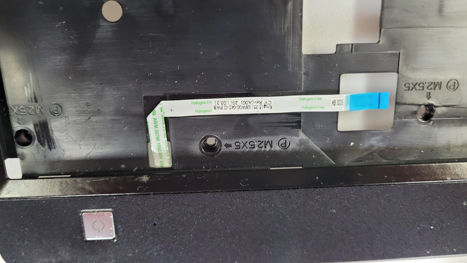 Dell Latitude E5520 palm rest with touch pad and power button