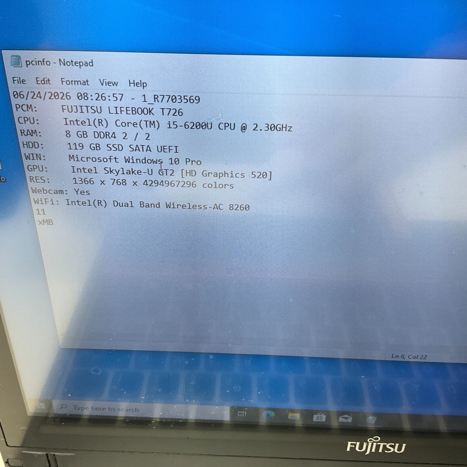 Fujitsu Lifebook T726 2-in-1 12.5″ Intel Core i5-6200U 2.3GHz 8GB RAM 128GB SSD