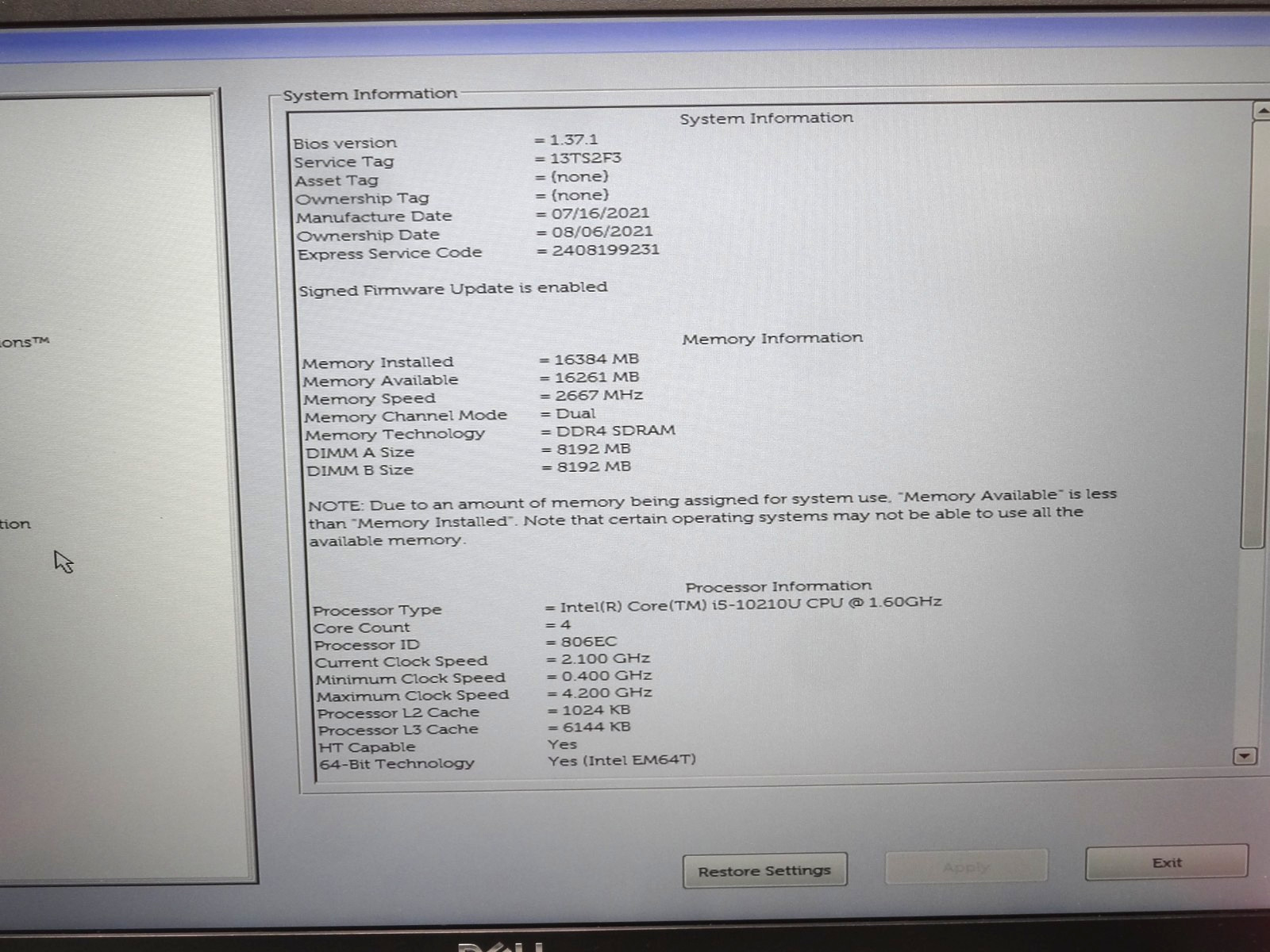 Dell Precision 3550 15.6″ i5-10310U 16GB 512GB M.2 SSD Quadro P520 W11PRO T9-A11