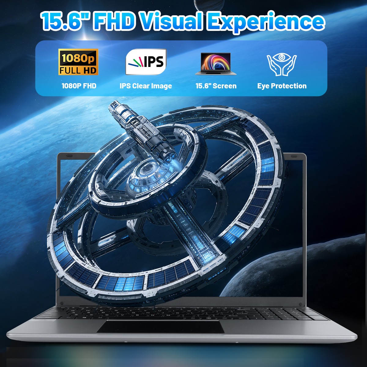 15.6 inch Laptop 16GB+512GB Windows 11 Computers Support WiFi/Bluetooth Gray PC