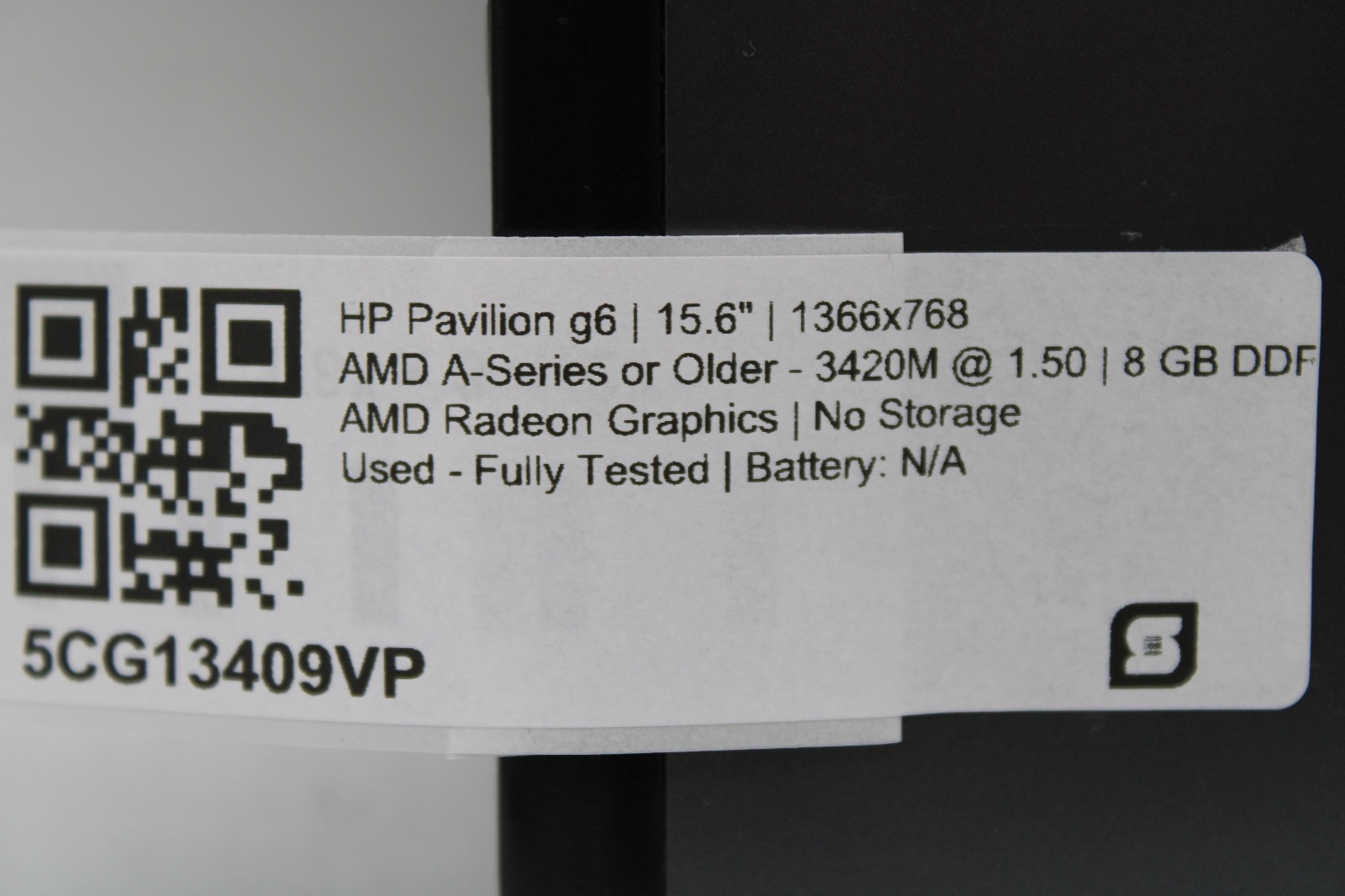 HP Pavilion G6 AMD A8-3520M @1.6 GHz 8GB RAM No SSD No OS Radeon