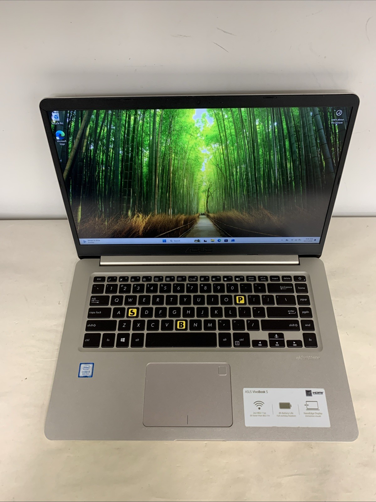 ASUS VivoBook S15 Silver Laptop Intel Core i5-8250U 8GB RAM 256GB SSD Win11 Home