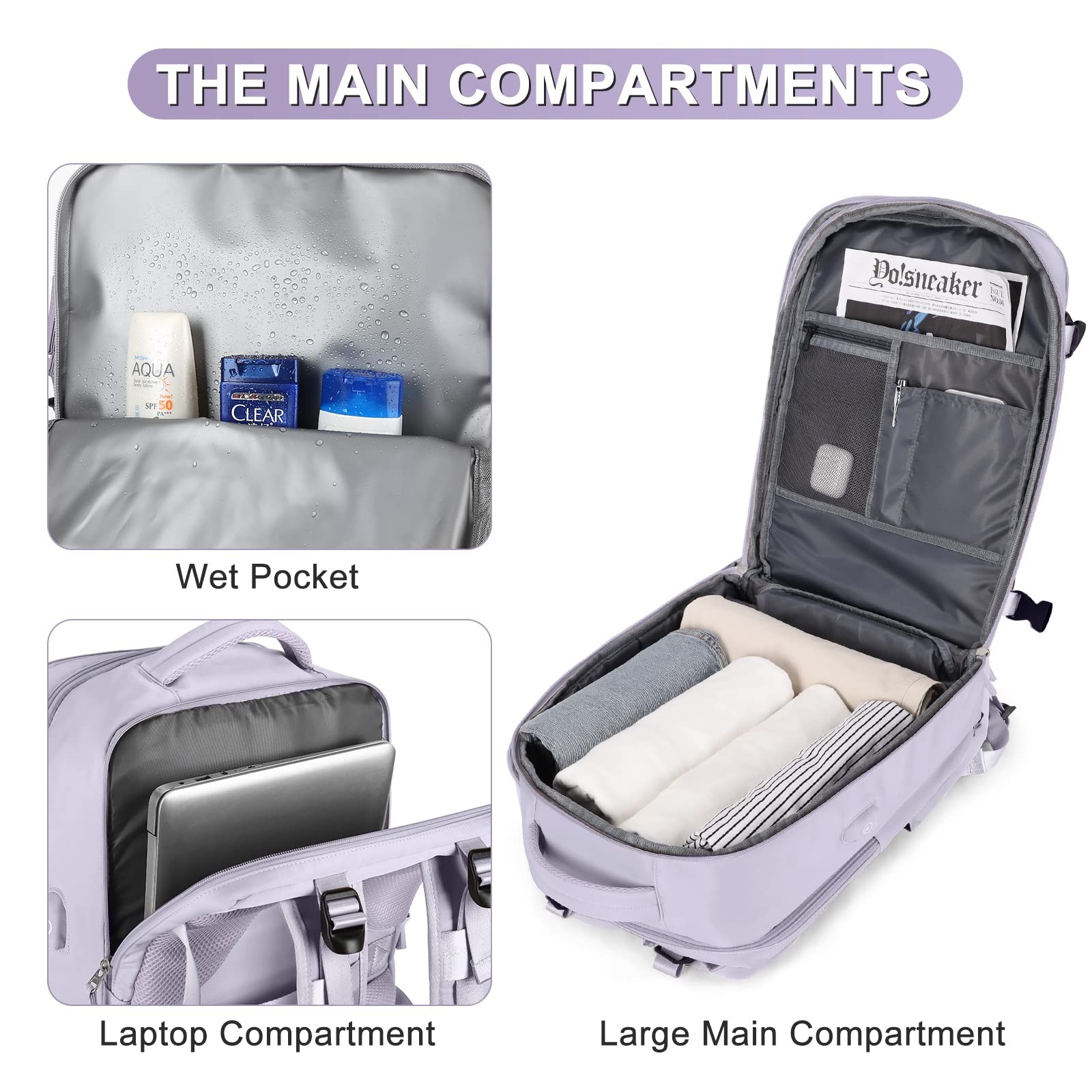 Carry On Backpack Personal Item Travel Backpack For Women Airline/Flight Approve