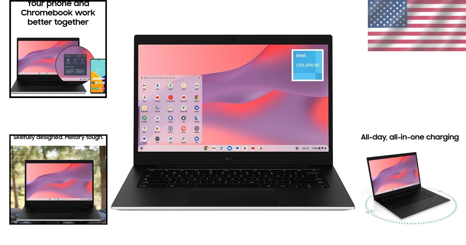 14″ Galaxy Chromebook Go – Durable, 4GB RAM, 64GB SSD, For Students on the Move