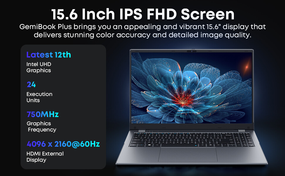CHUWI GemiBook Plus Laptop Intel N100 3.4GHz 16GB RAM 512GB SSD 15.6″ WIN11