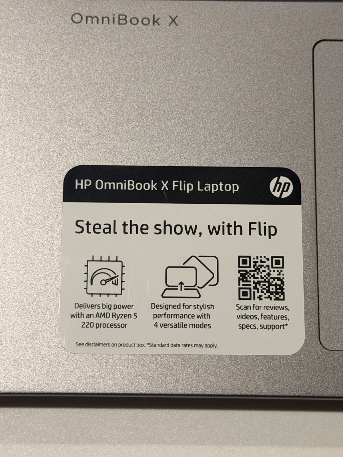 HP OmniBook X Flip 16″ 2-in-1 Touch Screen (Ryzen 5 220, 8GB/512GB SSD)