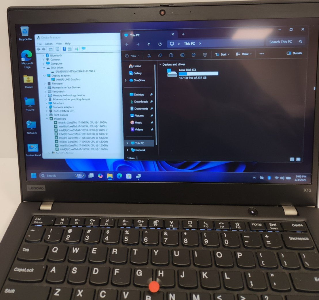 Lenovo ThinkPad X13 Gen 1 Core i7-10610U 16GB RAM 256GB NVME TCH SCRN READ #0411