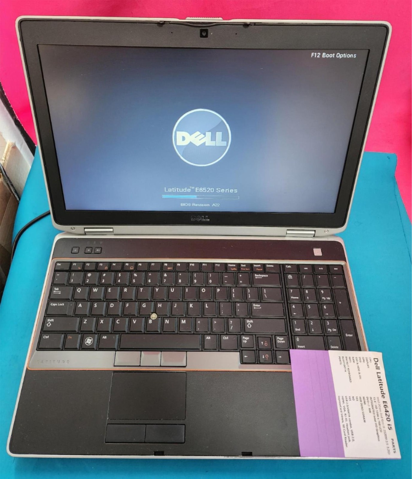 Dell Latitude E6520 i5-2520M CPU 8GB RAM DVD +/- RW No Adapt, OS, HDD, Battery