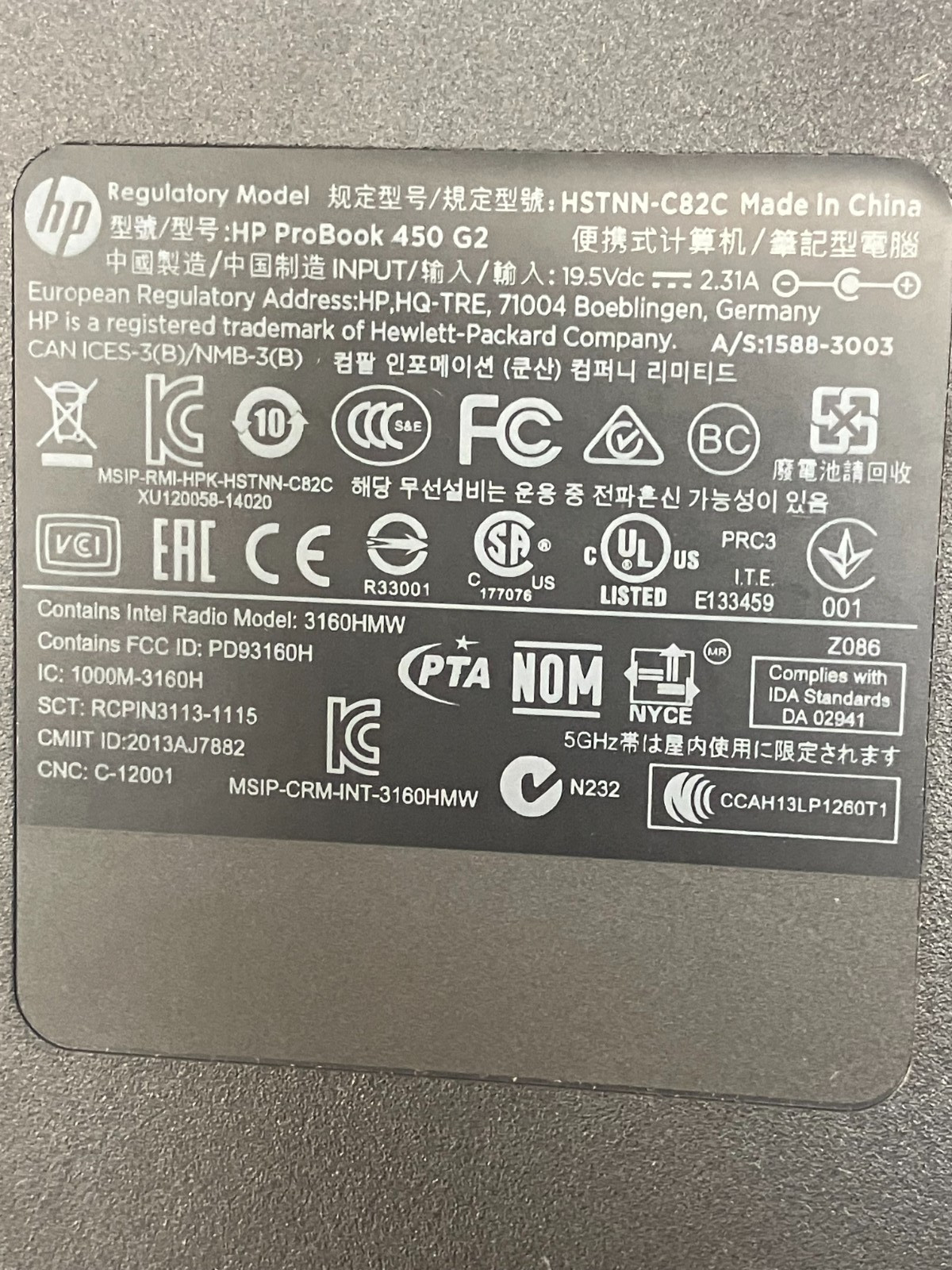 HP ProBook 450 G2 Laptop Intel core i3-4005U @ 1.70 GHz 4GB NO HDD FOR PARTS