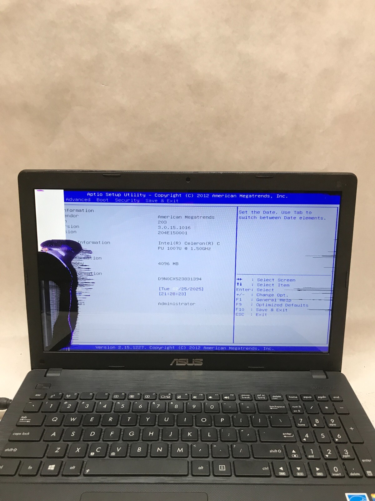 Asus X551C 15″ X551CA-HCL1201L Celeron 1007U 1.5GHz 4GB RAM NO HDD Cracked – DW