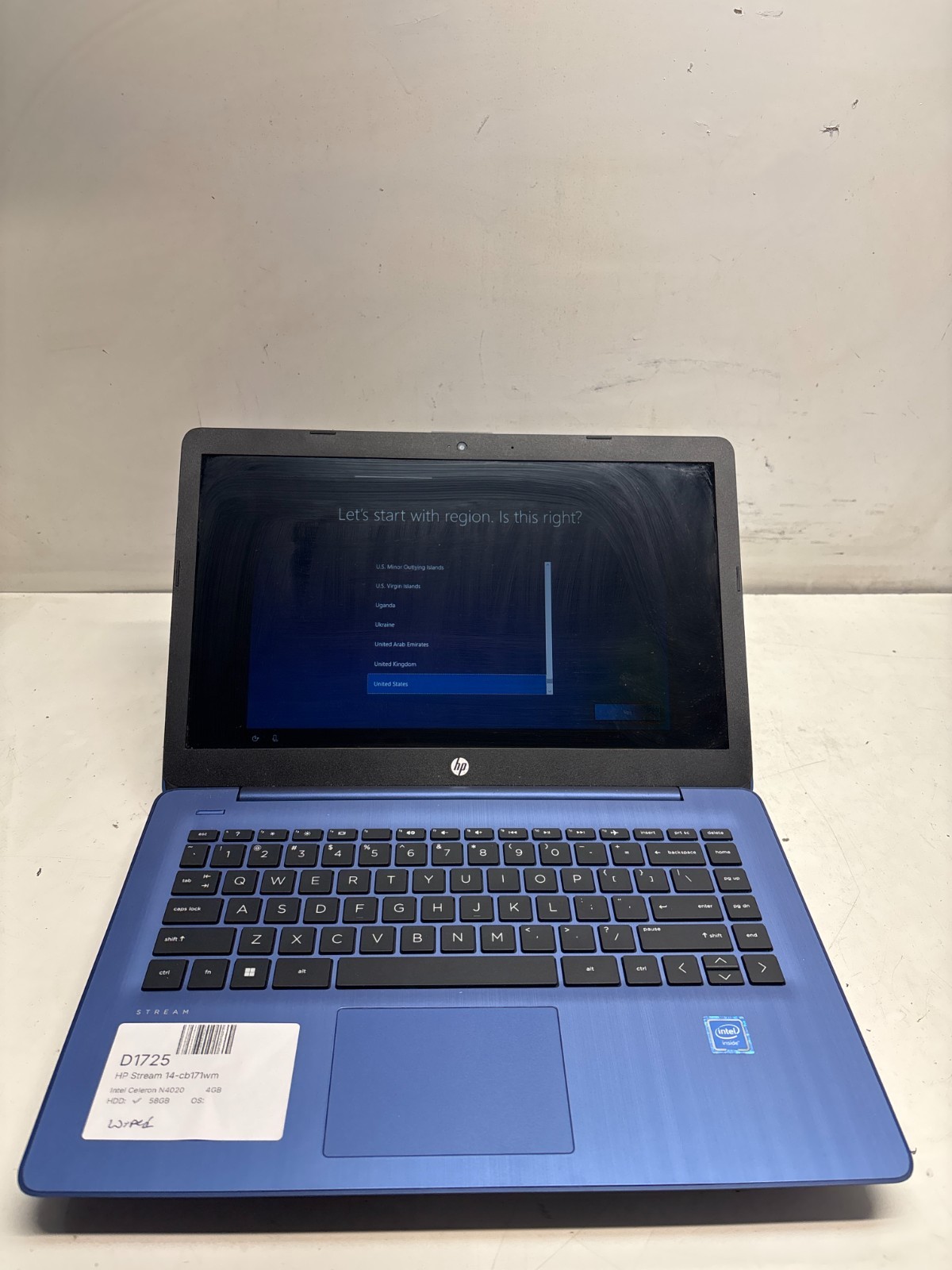 HP Stream 14-cb171wm Intel Celeron N4020 1.10GHz 4GB 64GB Windows 10