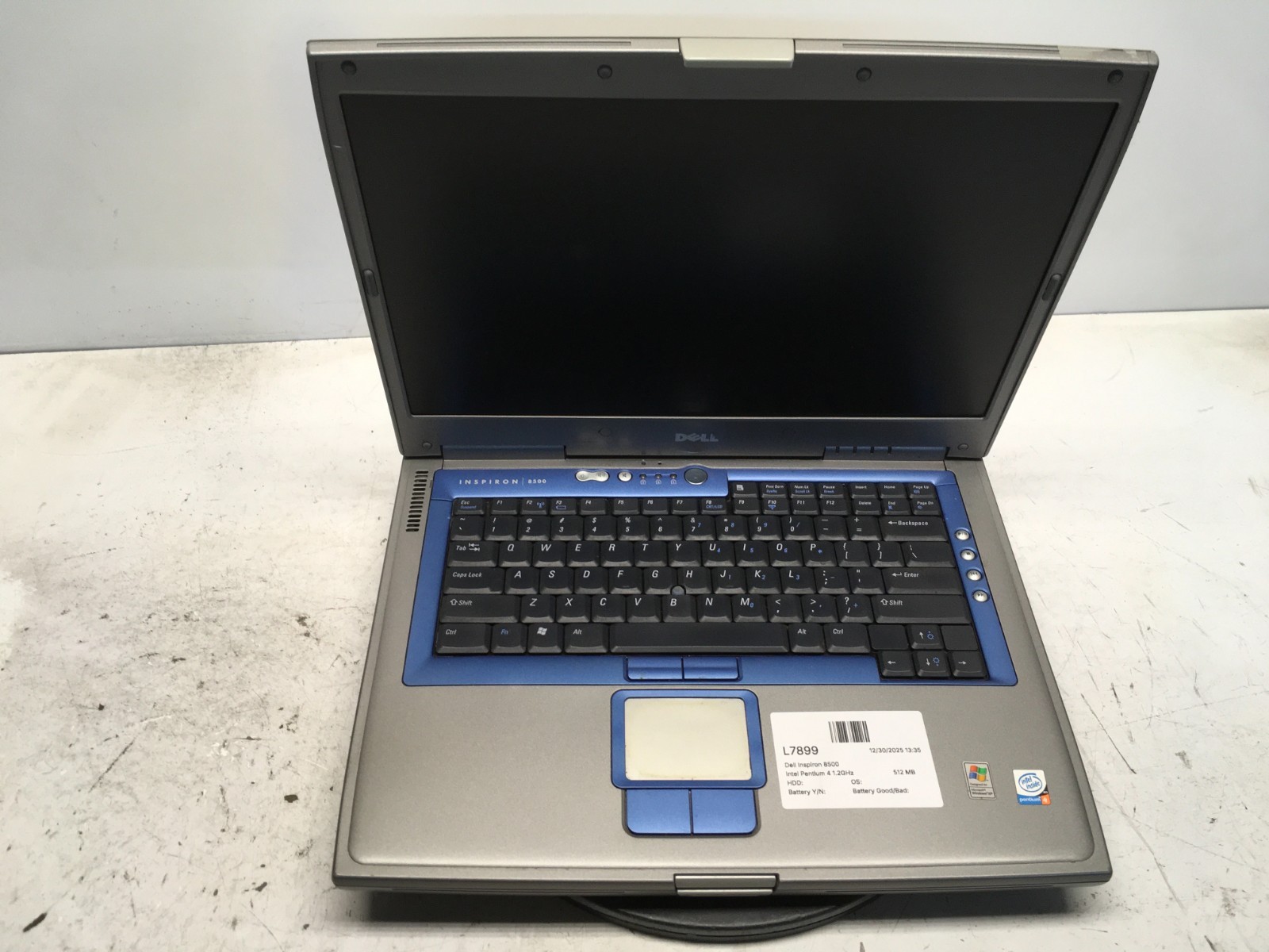 Dell Inspiron 8500 Intel Pentium 4 1.2GHz 512 MB NO HDD