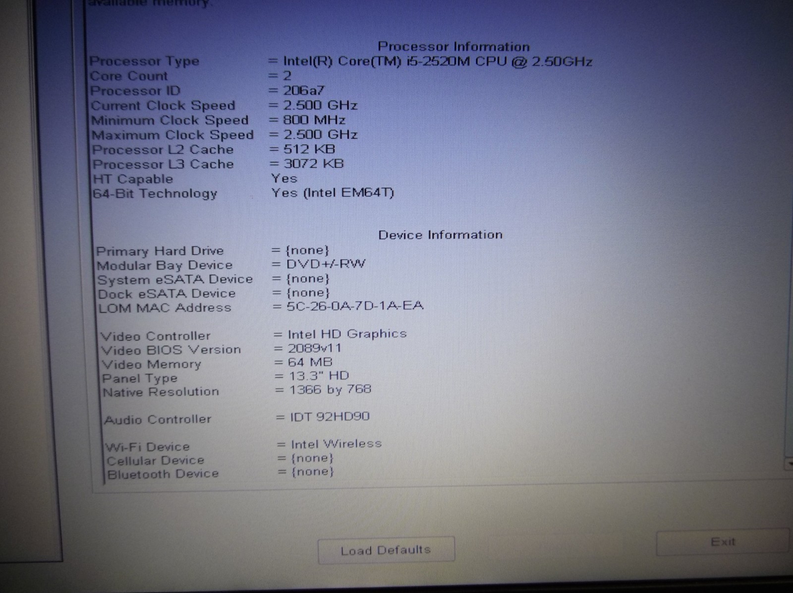 Dell Latitude E6320 13″ Laptop i5-2520M, 4GB RAM, NO HDD/CADDY, BAD BATTERY