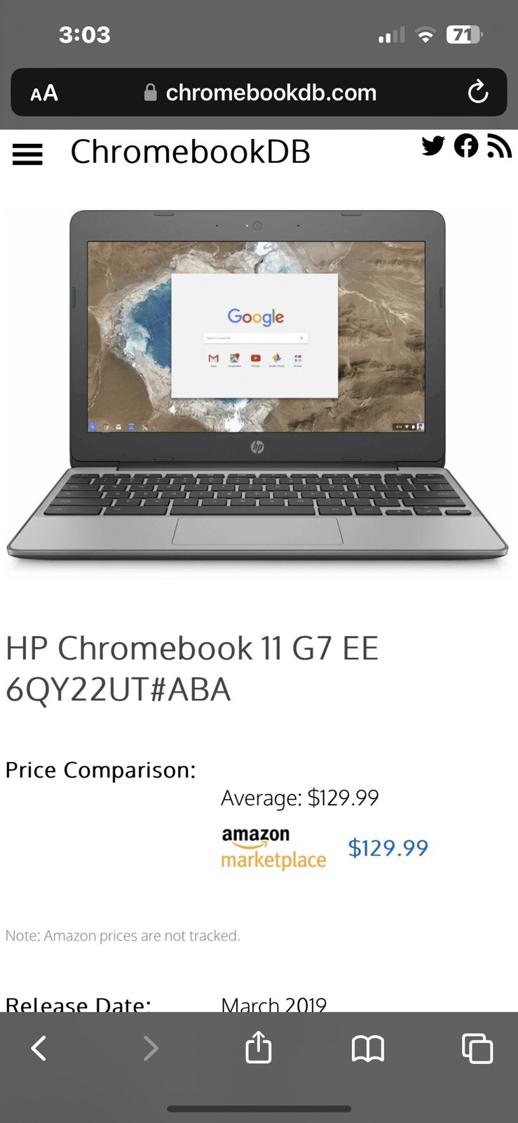 HP Chromebook 11 G7 EE 11.6 inch (16GB, Intel Celeron N, 1.10GHz, 4GB)…