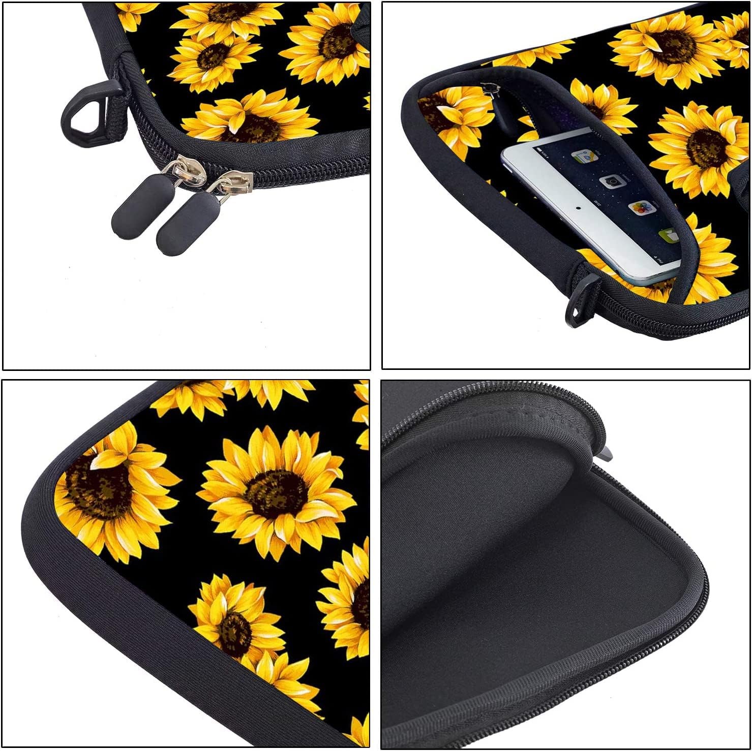 Neoprene Shoulder Bag for 14-15.6 Inch Laptops with Accessories Pocket, Sunflowe