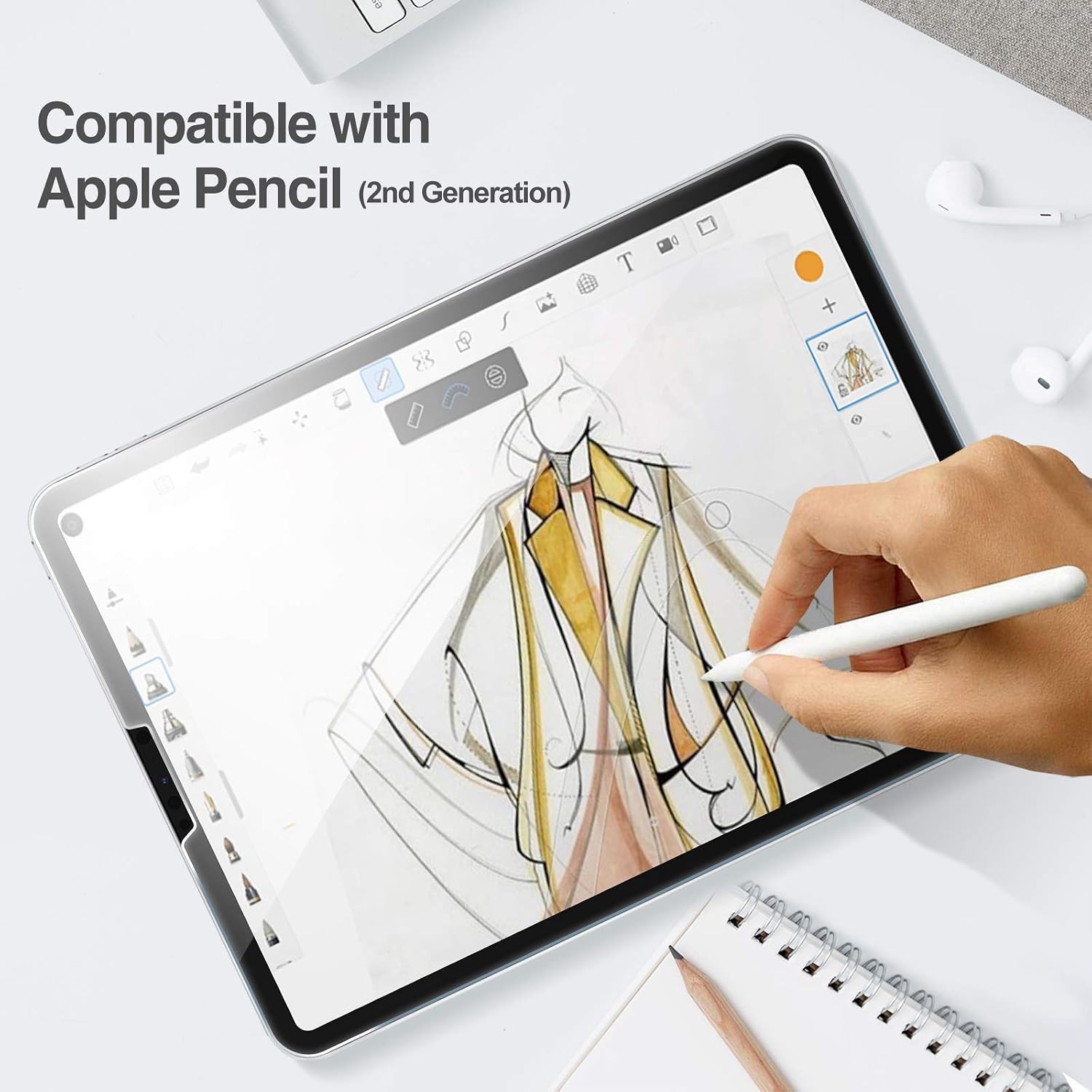 Tempered Glass Screen Protector for iPad Air 4th Generation with Webcam Cover Sl