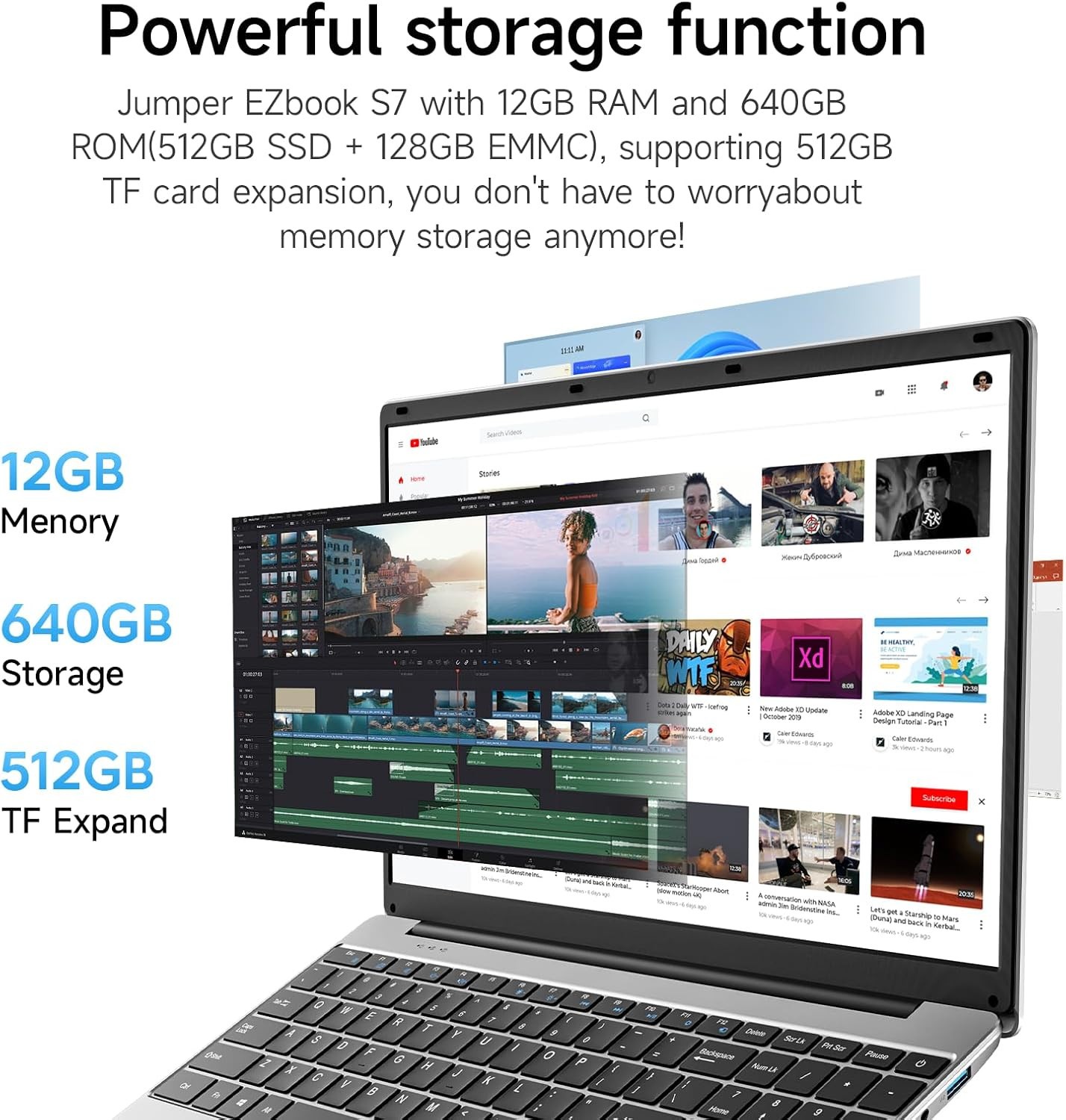 Jumper 15.6 Inch Windows 11 Laptop with Office 365, 4GB RAM, 128GB Storage