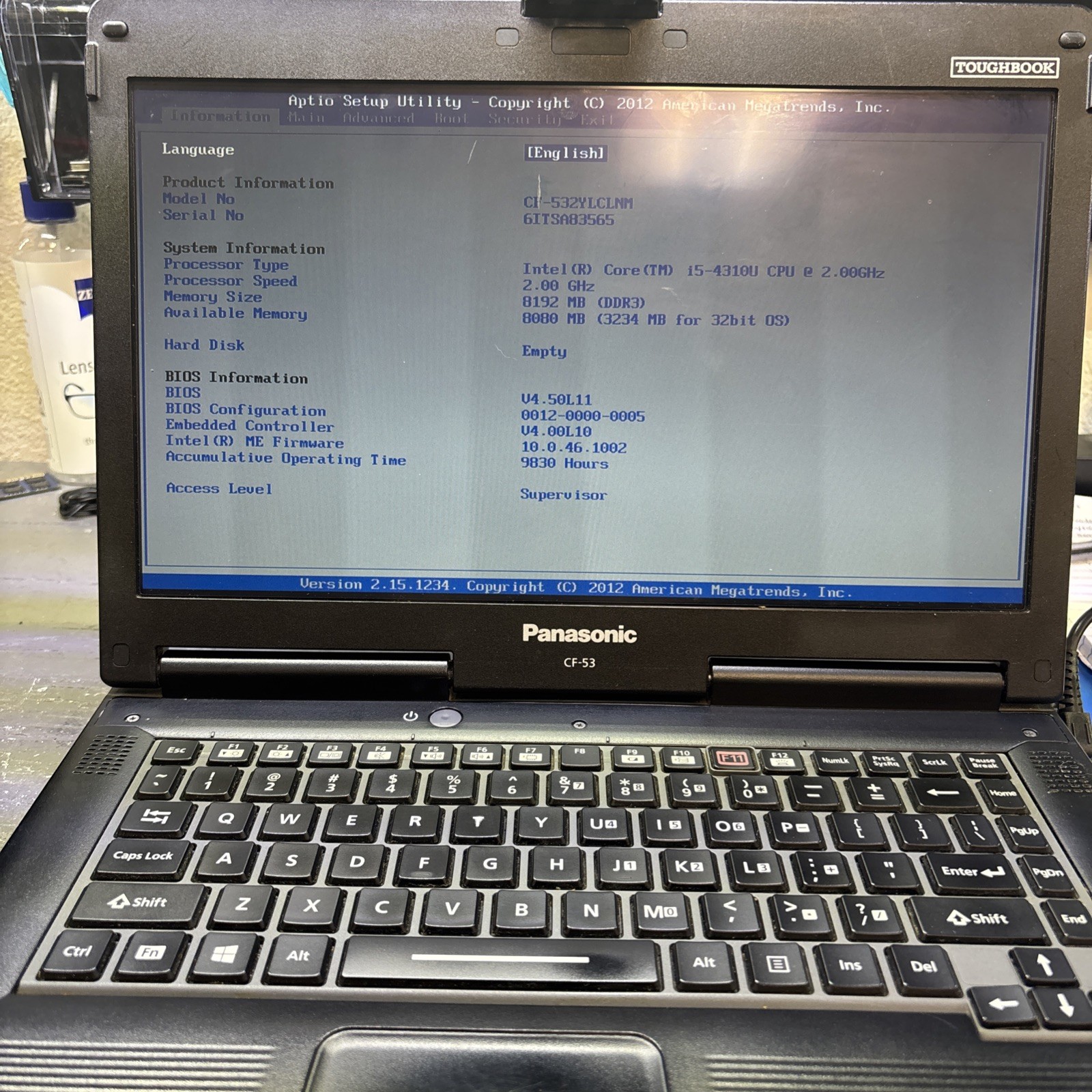 Panasonic CF-53 | Intel i5-4310U 2.00GHz 8GB RAM No HDD or Caddy.