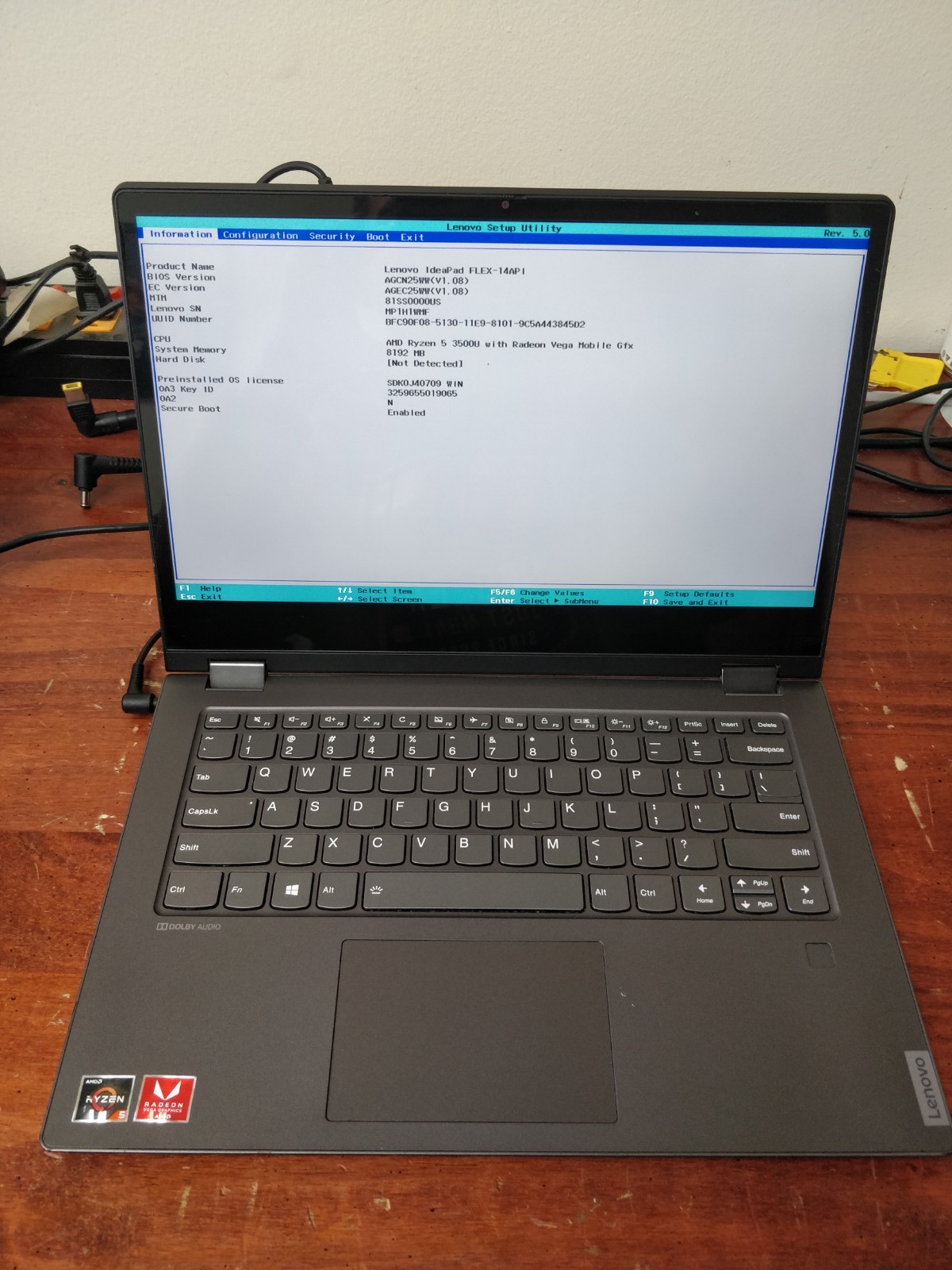 Lenovo IdeaPad Flex 14API AMD Ryzen 5 3500U@2.10GHz 8GB RAM NO DRIVE PARTS 9060