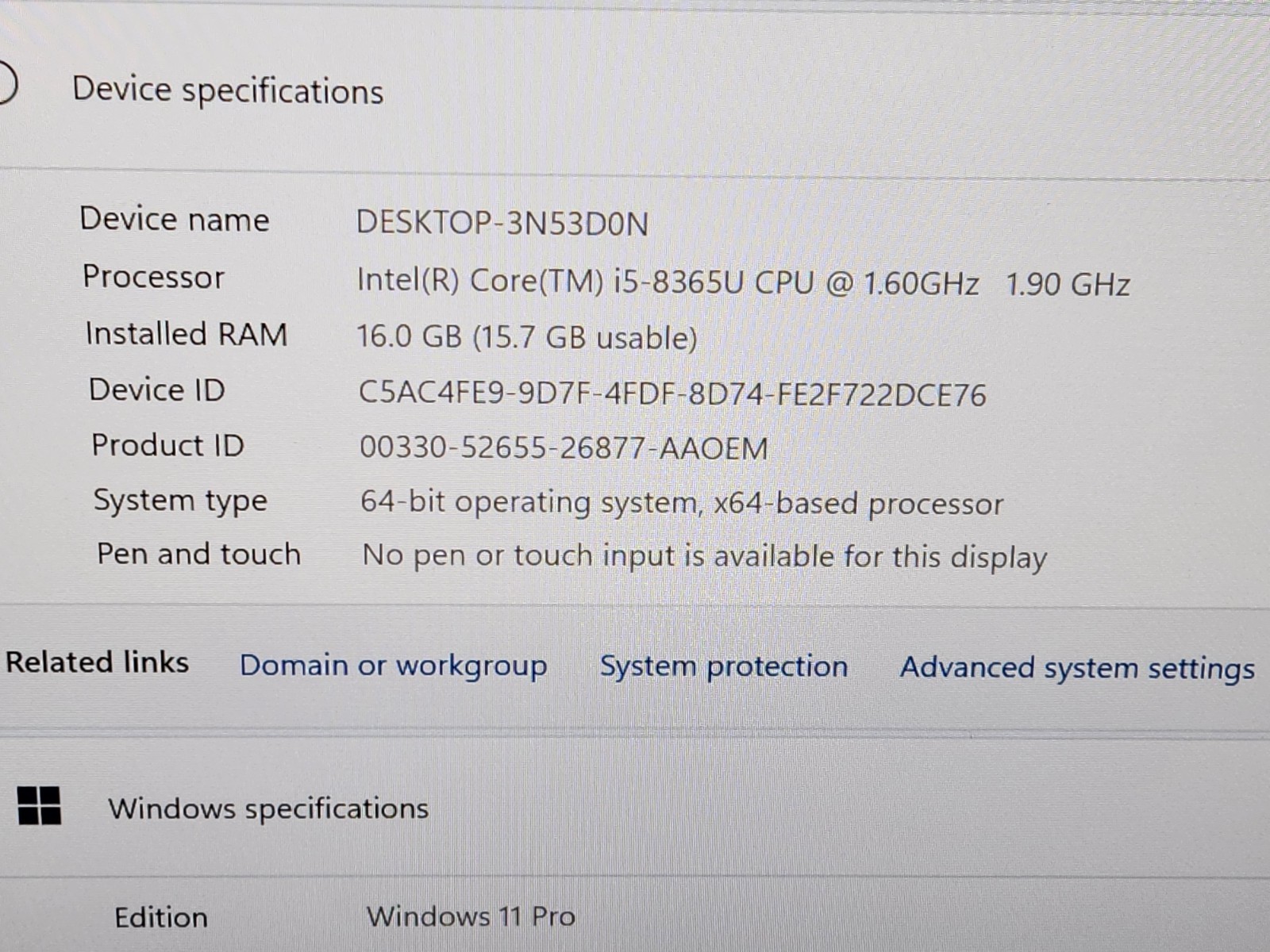 Lenovo ThinkPad T490 14″ FHD i5-8365U 1.6GHz 16GB 256GB SSD Windows 11 Pro ~