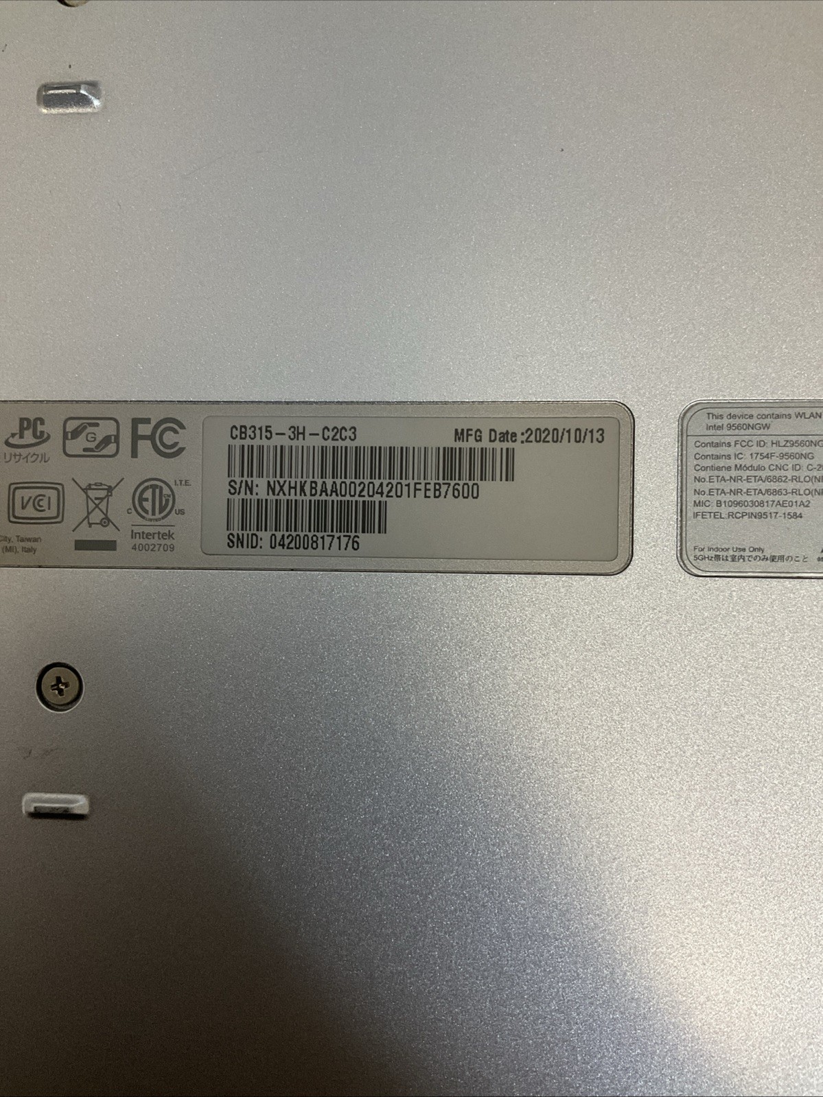 Acer Chromebook 315 CB315-3H Celeron N4020_4gb Ram_32gb Memory E140