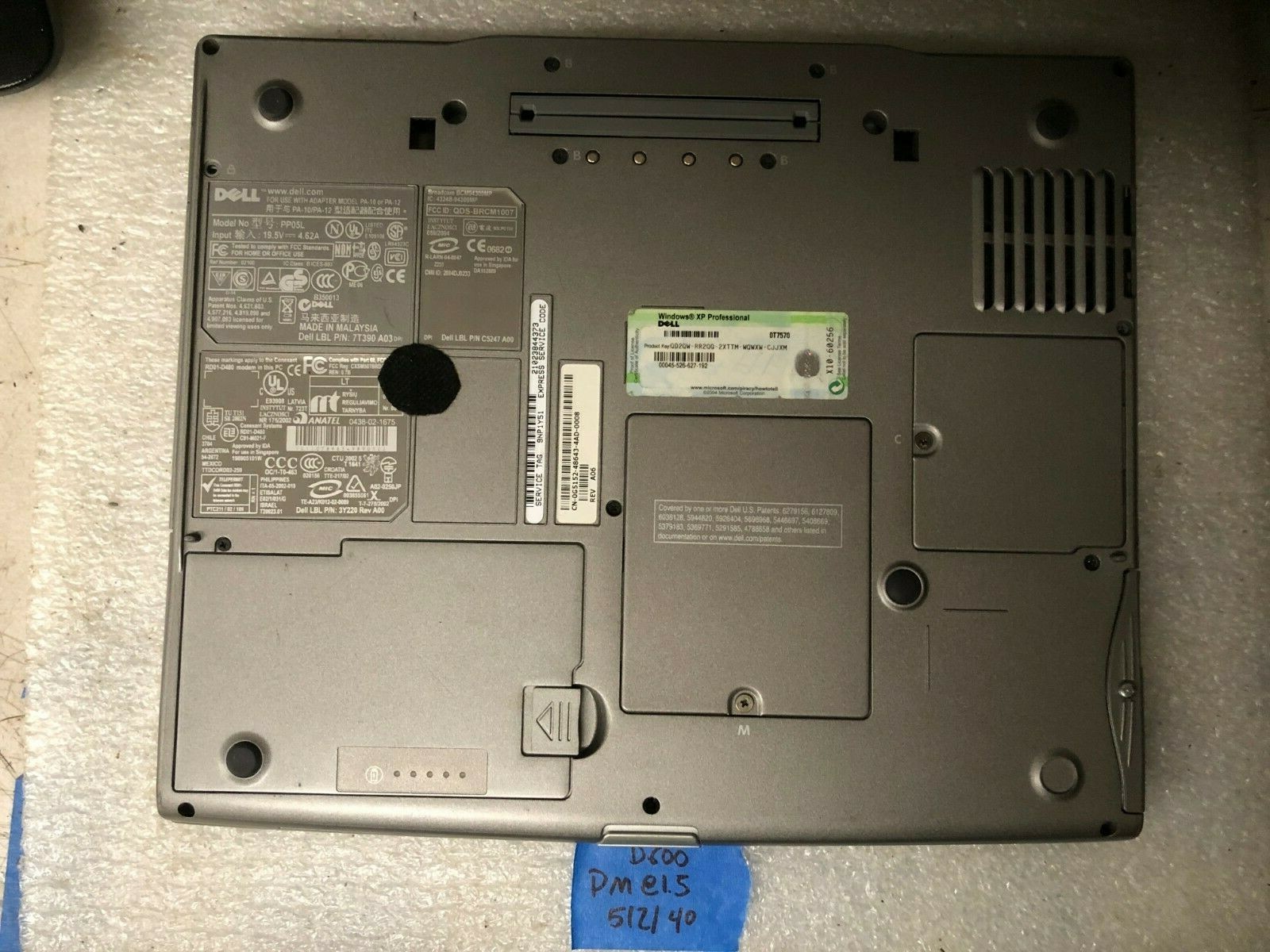 DELL LATITUDE D600 Laptop Pentium M, 1.5 GHz, 512 MB RAM 40GB 15″