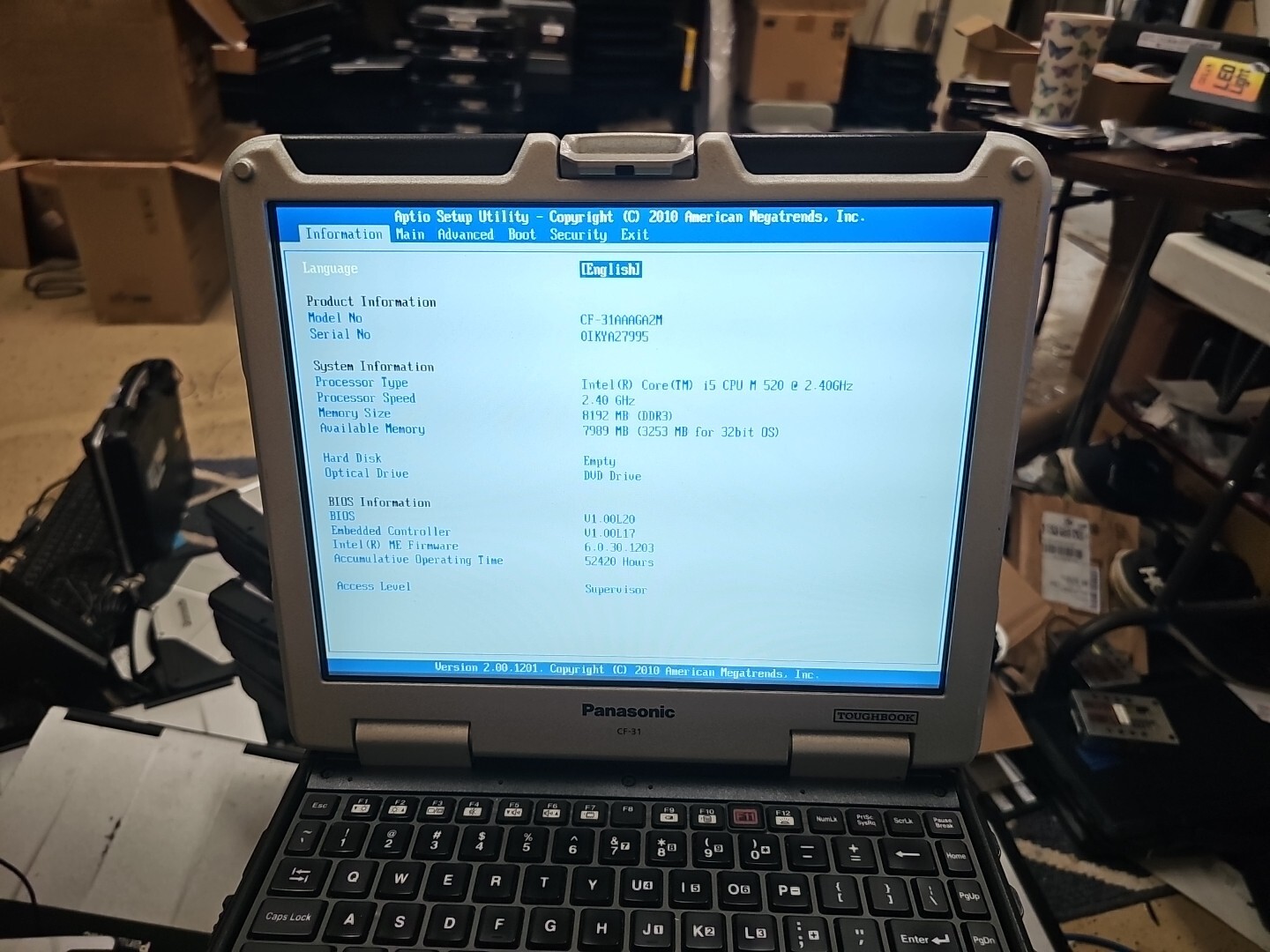 Panasonic Toughbook CF-31 MK-1 i5 520M @ 2.40GHz 8GB RAM DDR3 ( 52420HRS)