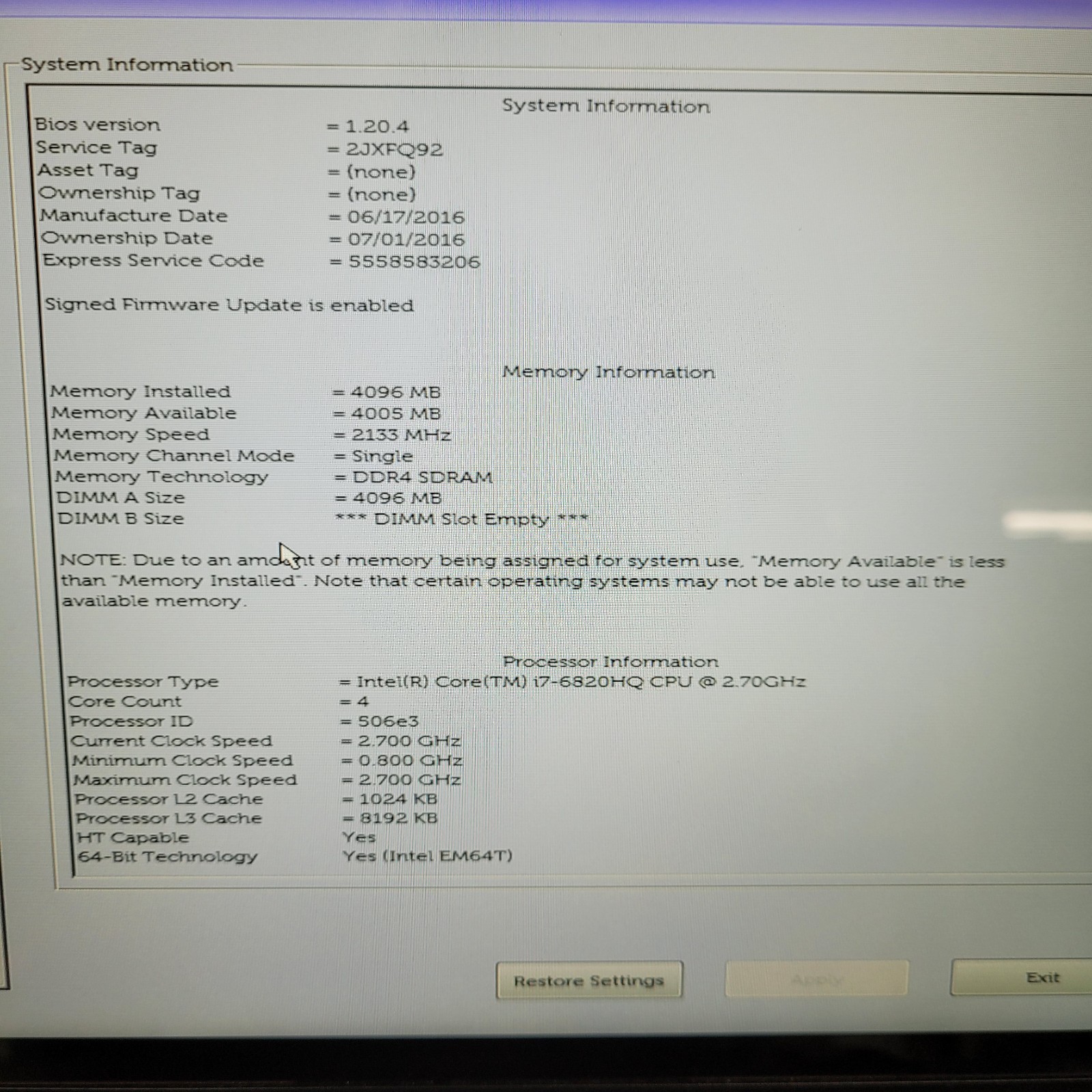 Dell Latitude E5470/Intel i7-6820U /4 GB RAM /120 GB SSD /Windows 11 + Chrger