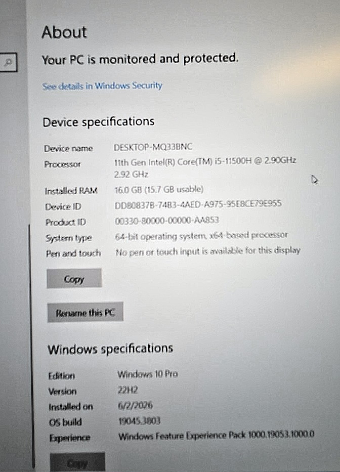 Dell Precision 5560| 15.6| Intel Core i5-11500H| 16GB RAM| 512GB SSD| Win 10 Pro