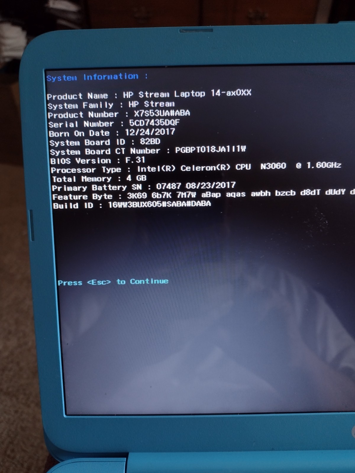 HP Stream 14-ax0XX 14in Intel Celeron 4GB RAM 32GB eMMC Blue LINUX DEBIAN OS 13