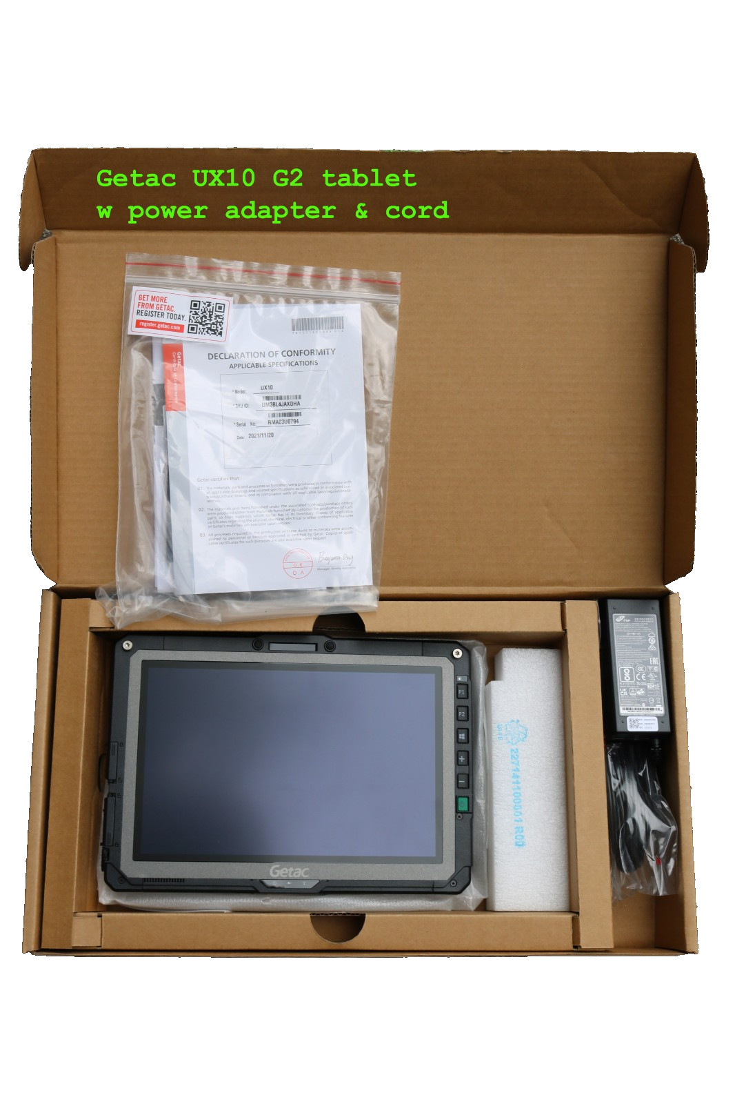 Getac UX10 G2 Tablet 10.1″ i5-10310U 8GB 256GB, BarCode, KB, Dock, Strap, W10P