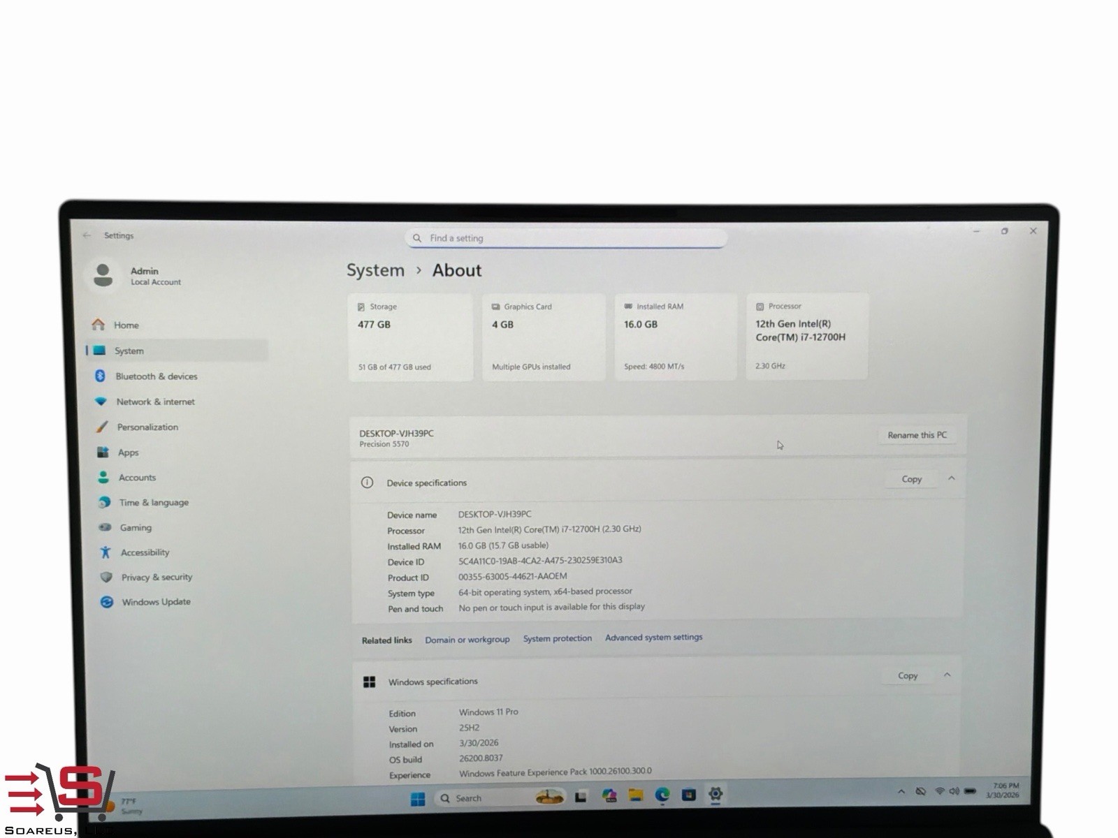 ⭐️Dell Precision 5570 Workstation 15″ i7-12700H 16GB RAM 512GB SSD RTX A1000⭐️