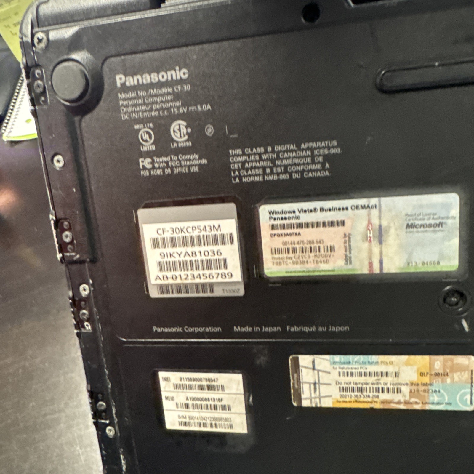 Panasonic Toughbook CF-30 13.3″ 4GB RAM 1.6GHz Core 2 Duo Parts Or Repair