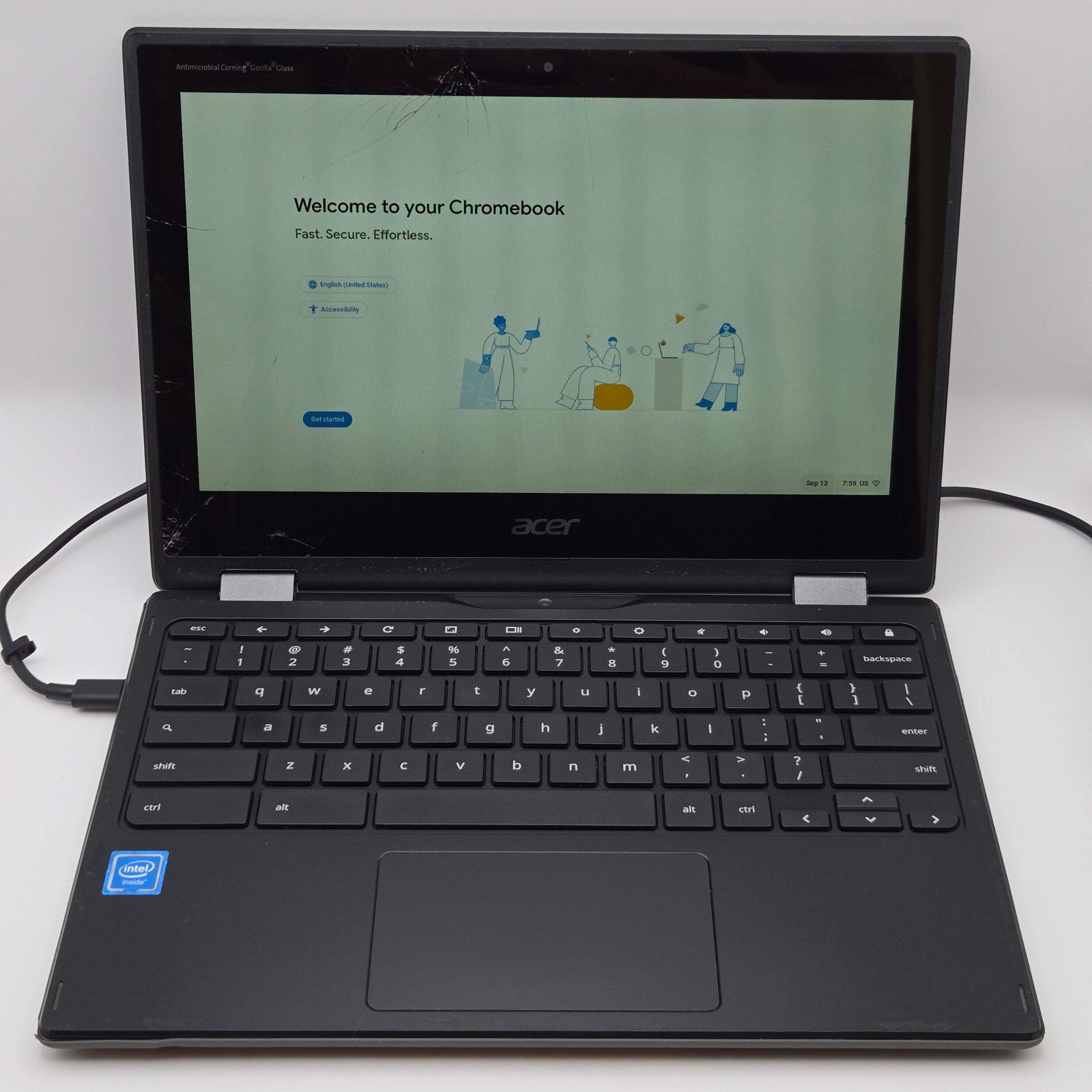 Acer Chromebook R752 Series N18Q6 11″ 32GB 4GB RAM – Cracked Screen Bad Battery