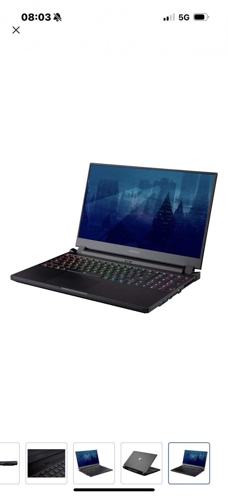 GIGABYTE AORUS 15.6 1TB SSD Intel Core i7 240Hz 32GB RAM NVIDIA GeForce RTX 3080