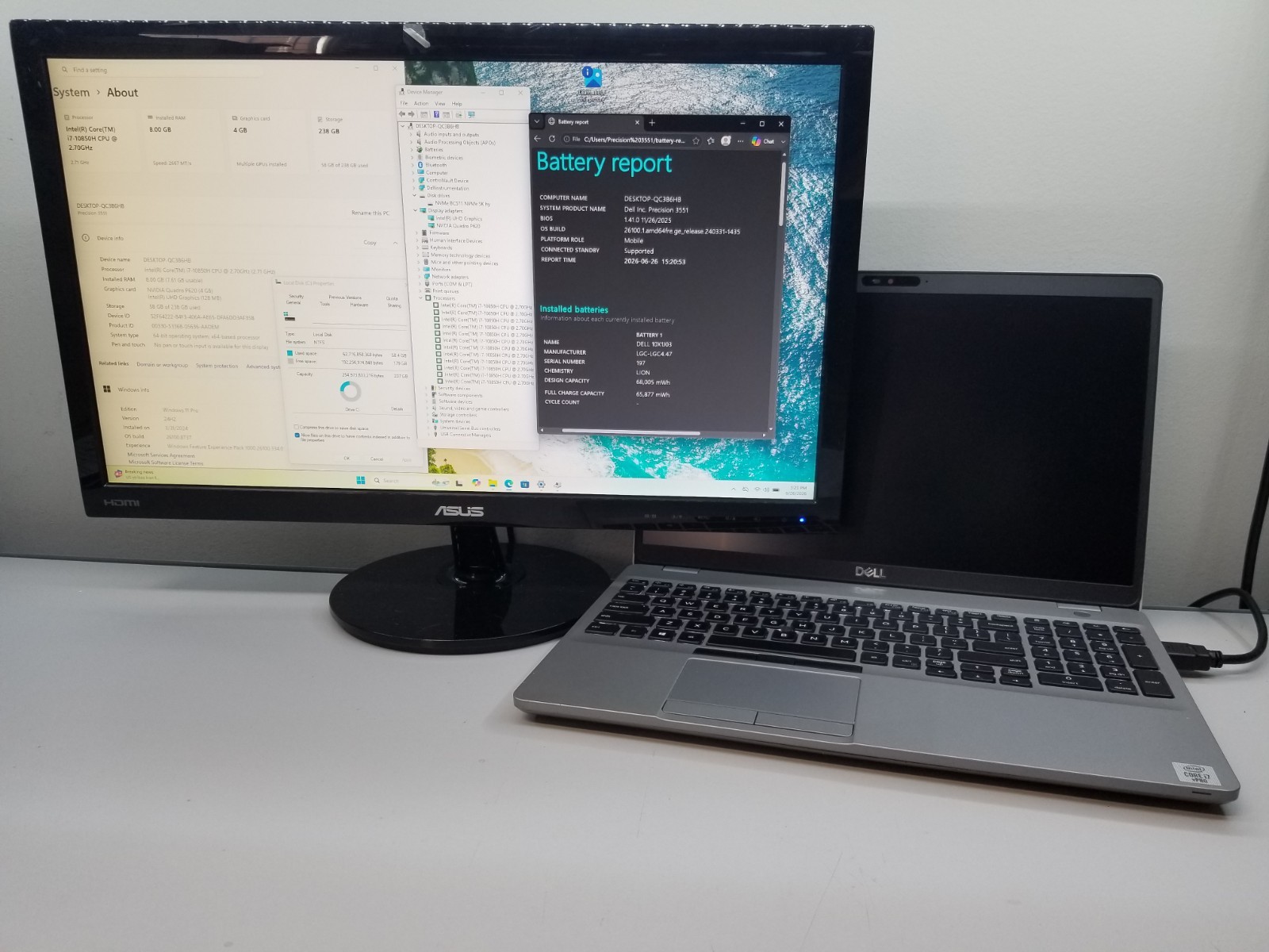 AS-IS Dell Precision 3551 15.6″ i7-10850H 2.7GHz 8GB RAM 256GB NVMe Win11P READ