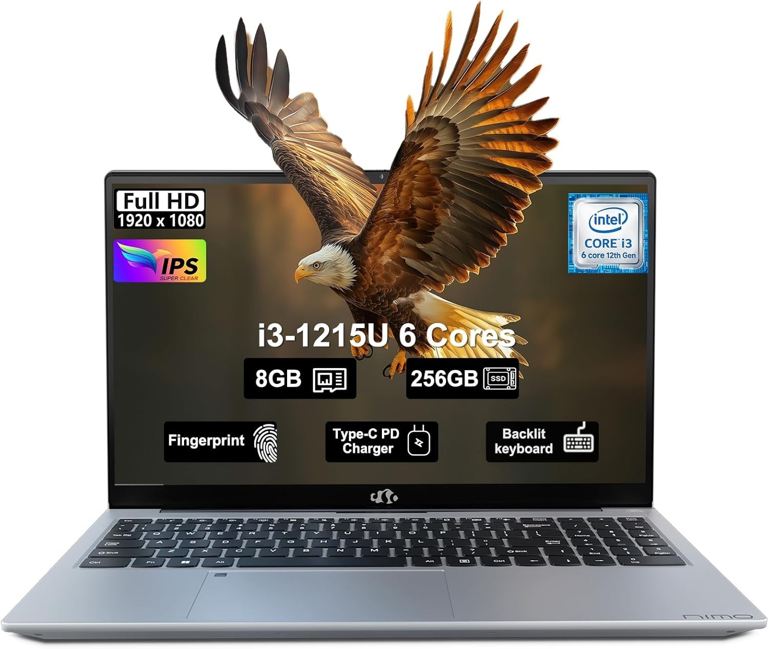 NIMO 15.6″ IPS FHD Student Laptop Intel 6 Cores I3-1215U 8GB RAM 256GB SSD Win11