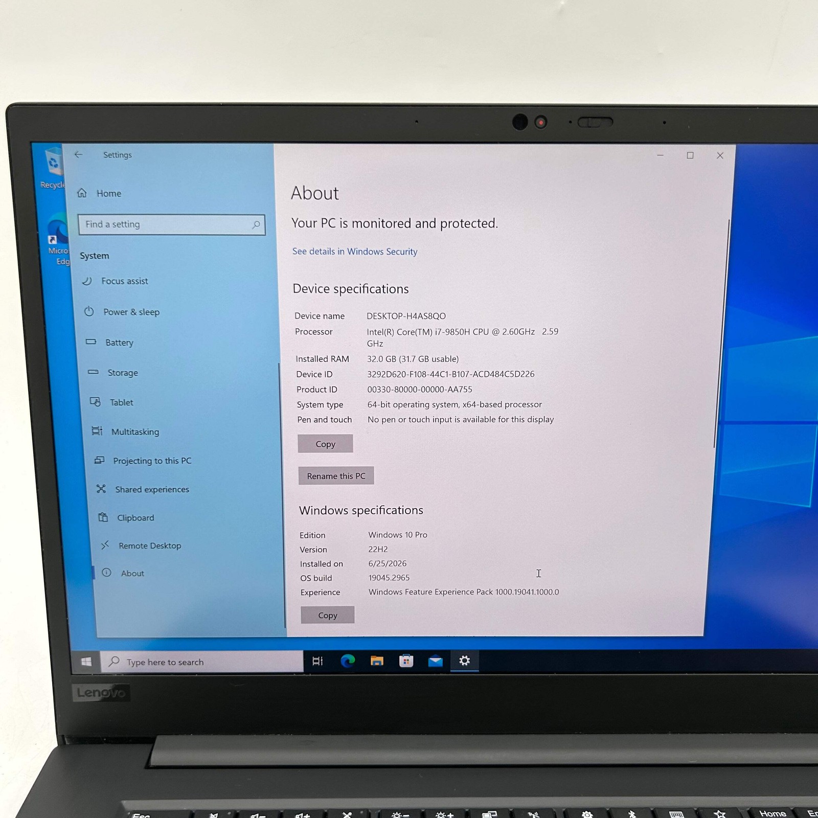 Lenovo ThinkPad P1 Gen 2 15.6″ i7-9850H 2.6GHz 32GB RAM 1TB SSD Quadro T1000