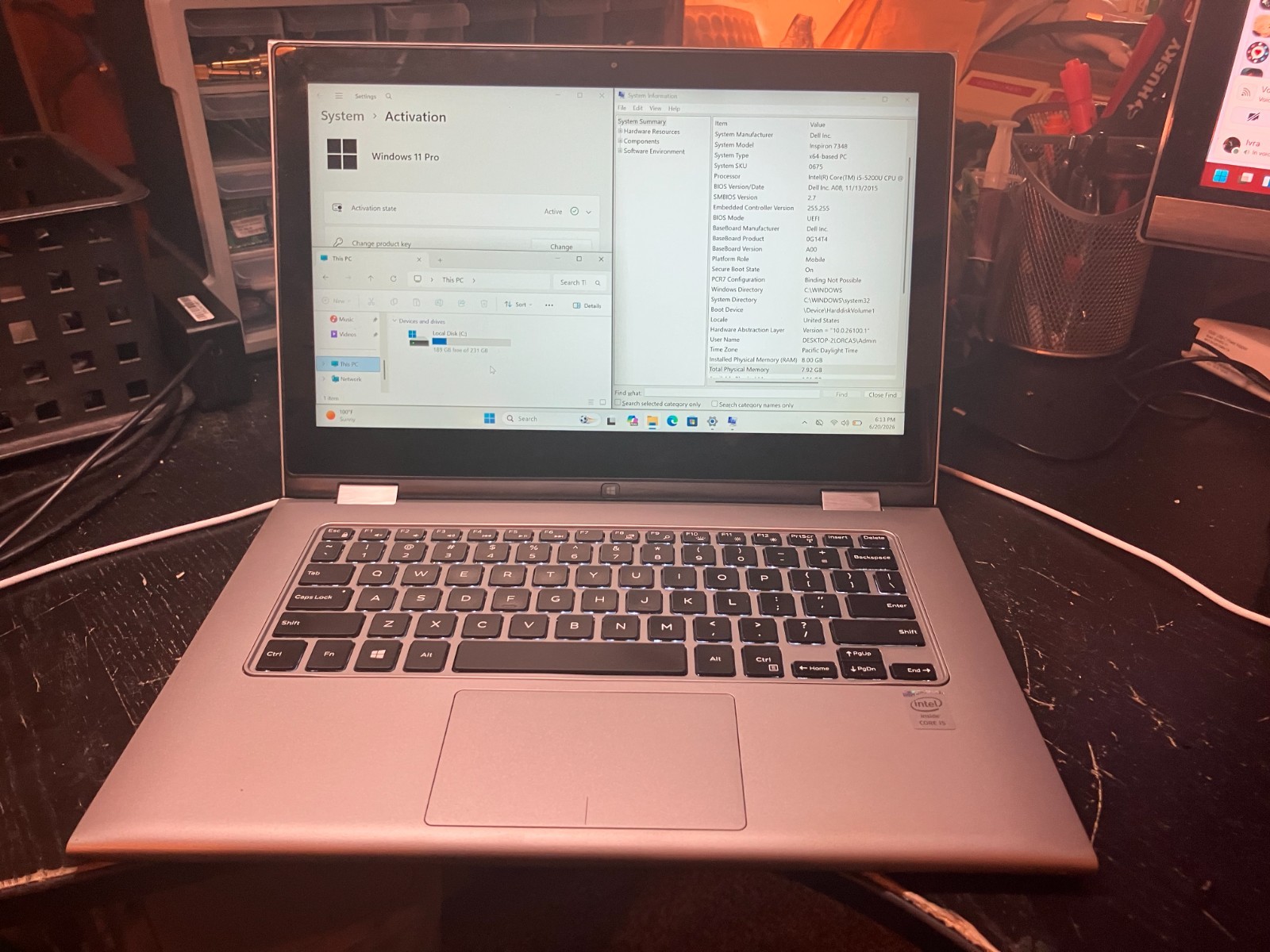 Dell Inspiron 7348 15″ Laptop i5 2.7GHz 8GB RAM 240GB SSD Win 11 Pro 2in1 Touch