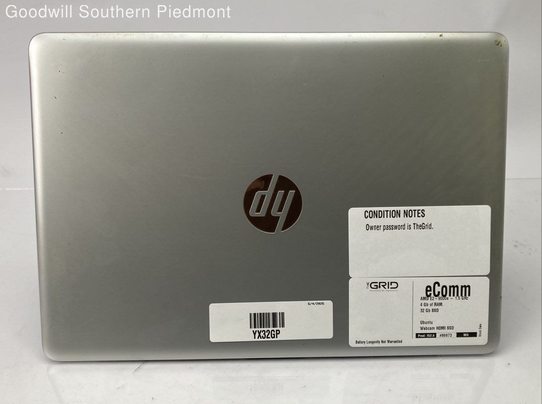 HP Laptop AMD E2-9000e 1.5GHz 4Gb RAM 32Gb SSD (Ubuntu) – Tested