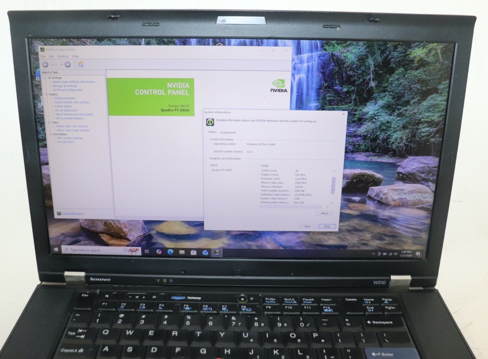 Lenovo ThinkPad W510|Core i7@1.60 GHz|8GB RAM 320GBHDD|WIN 10.PROF|NVIDIA|Webcam