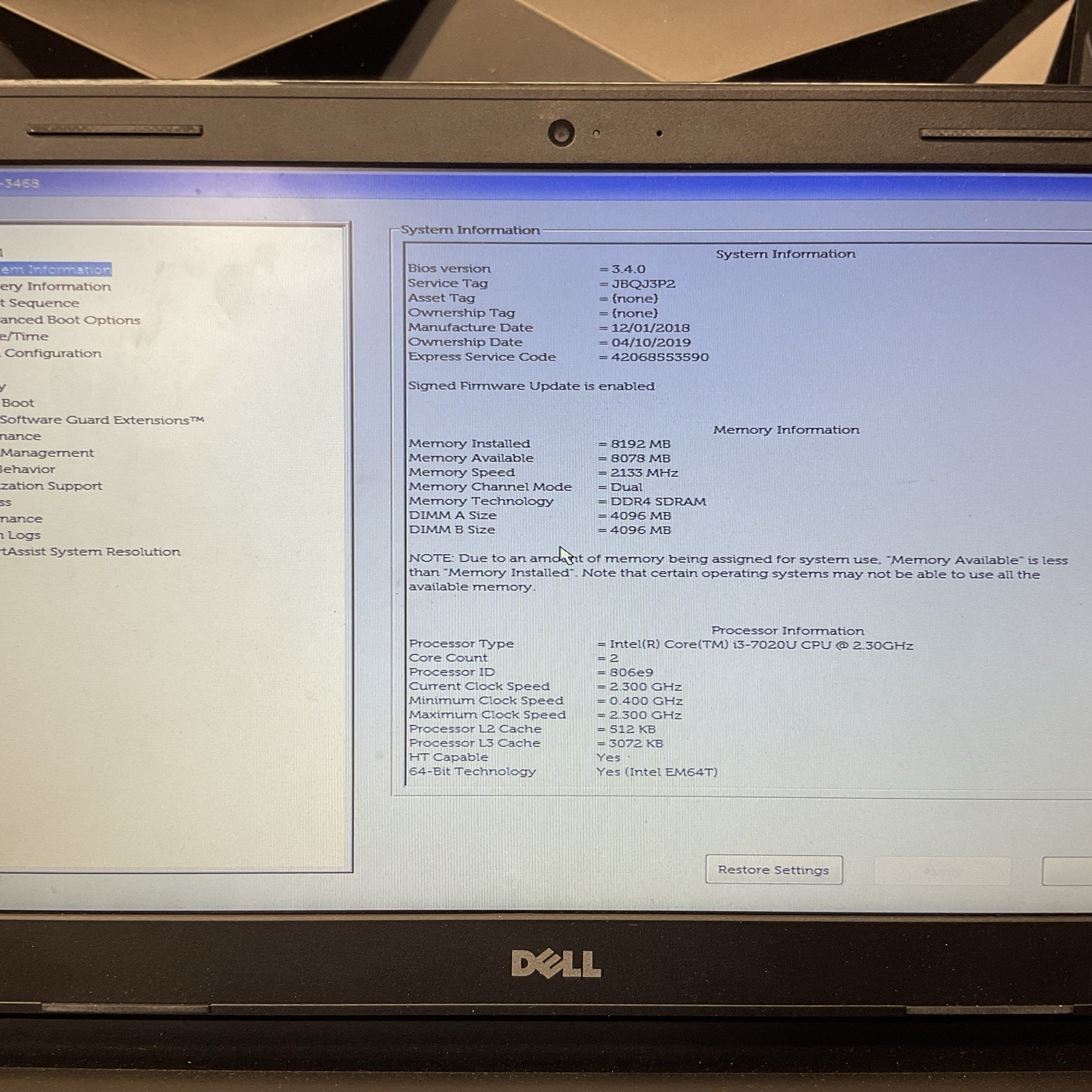 Lot of 2 Dell Vostro 14 / i3 7th Gen / BIOS Unlocked / No RAM / No SSD / C10