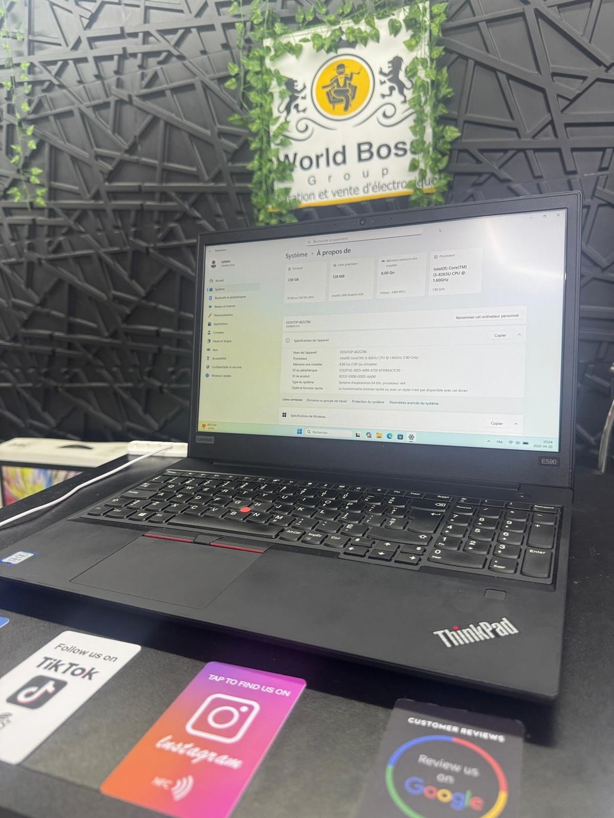 Lenovo E590 Lenovo ThinkPad E590 – 256Gb – 15,6” (1920×1080)